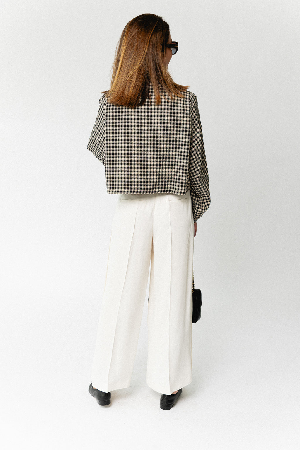 Lisanne blouse almond milk & black gingham