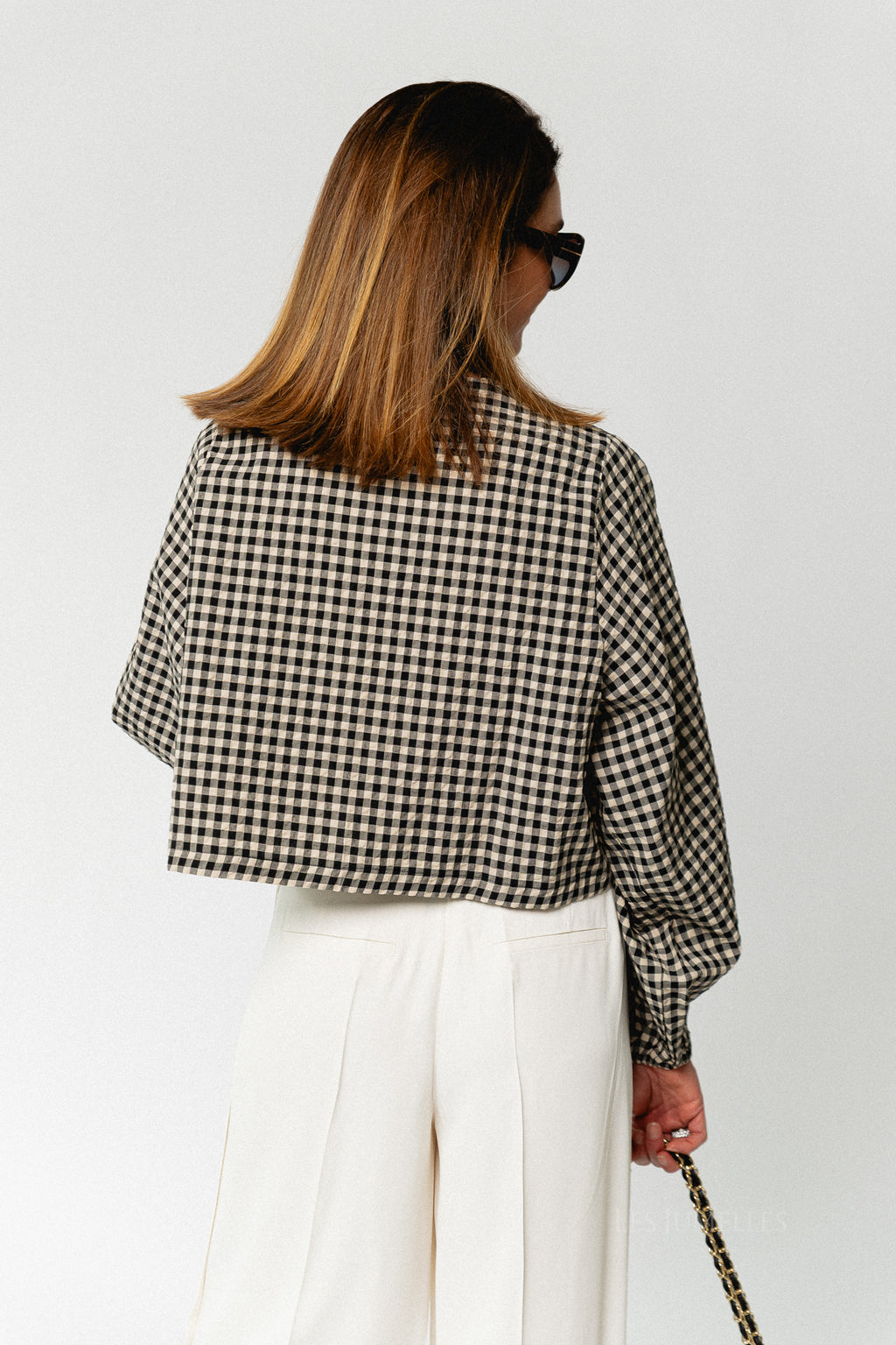 Lisanne blouse almond milk & black gingham