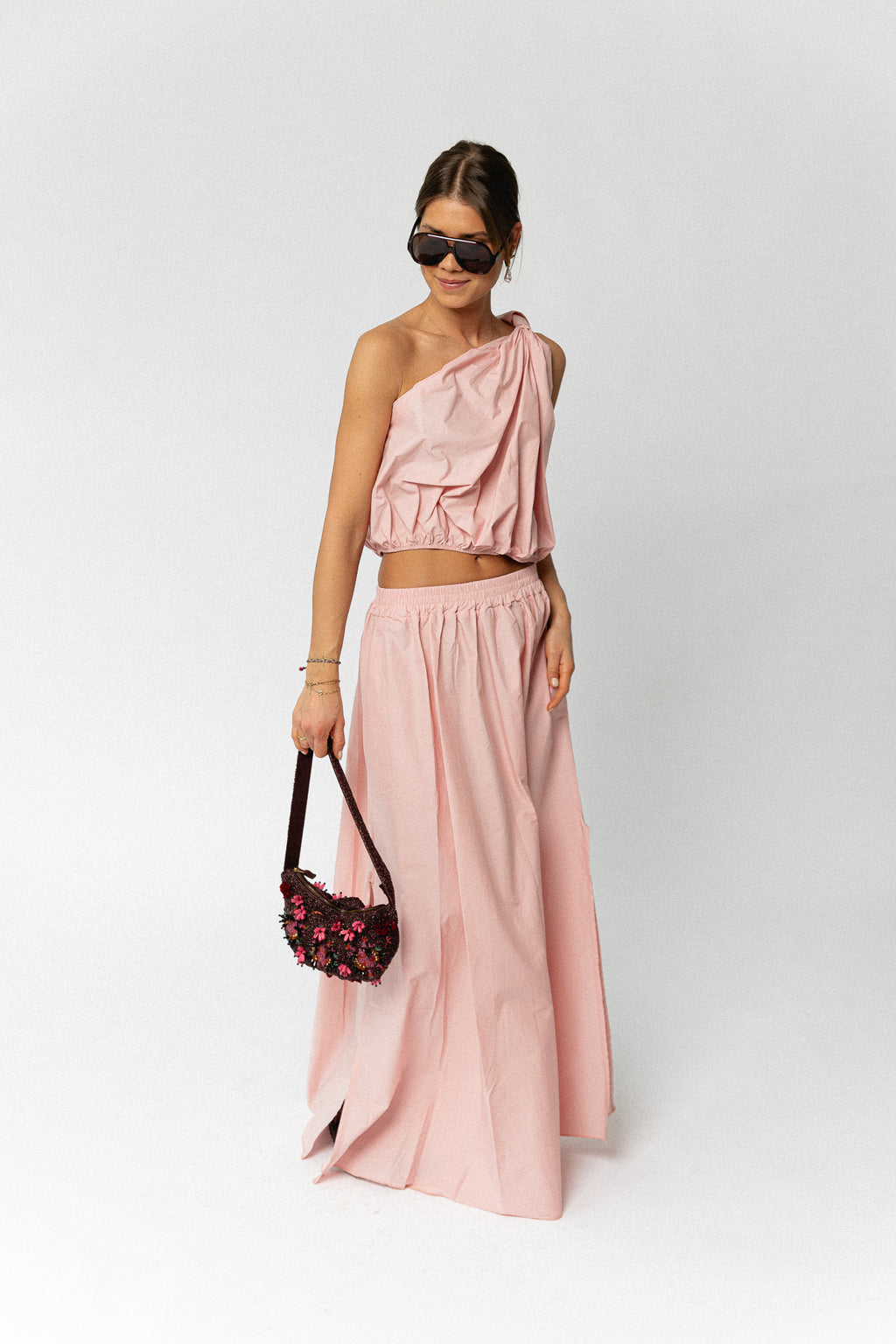 Fran one shoulder top blush pink