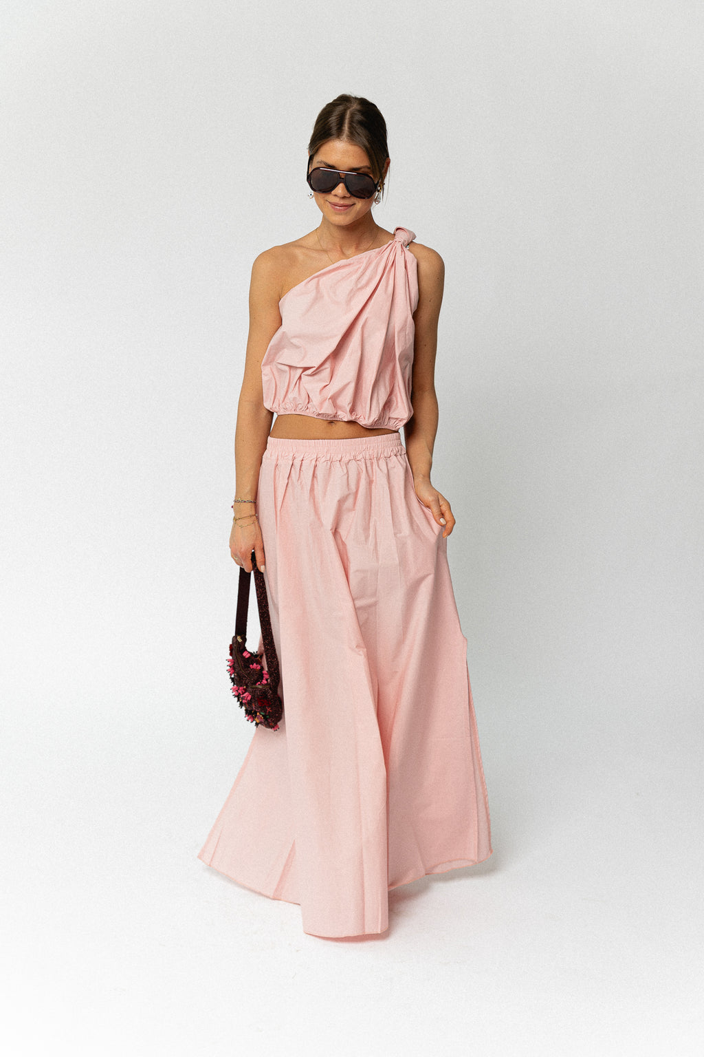 Fran one shoulder top blush pink