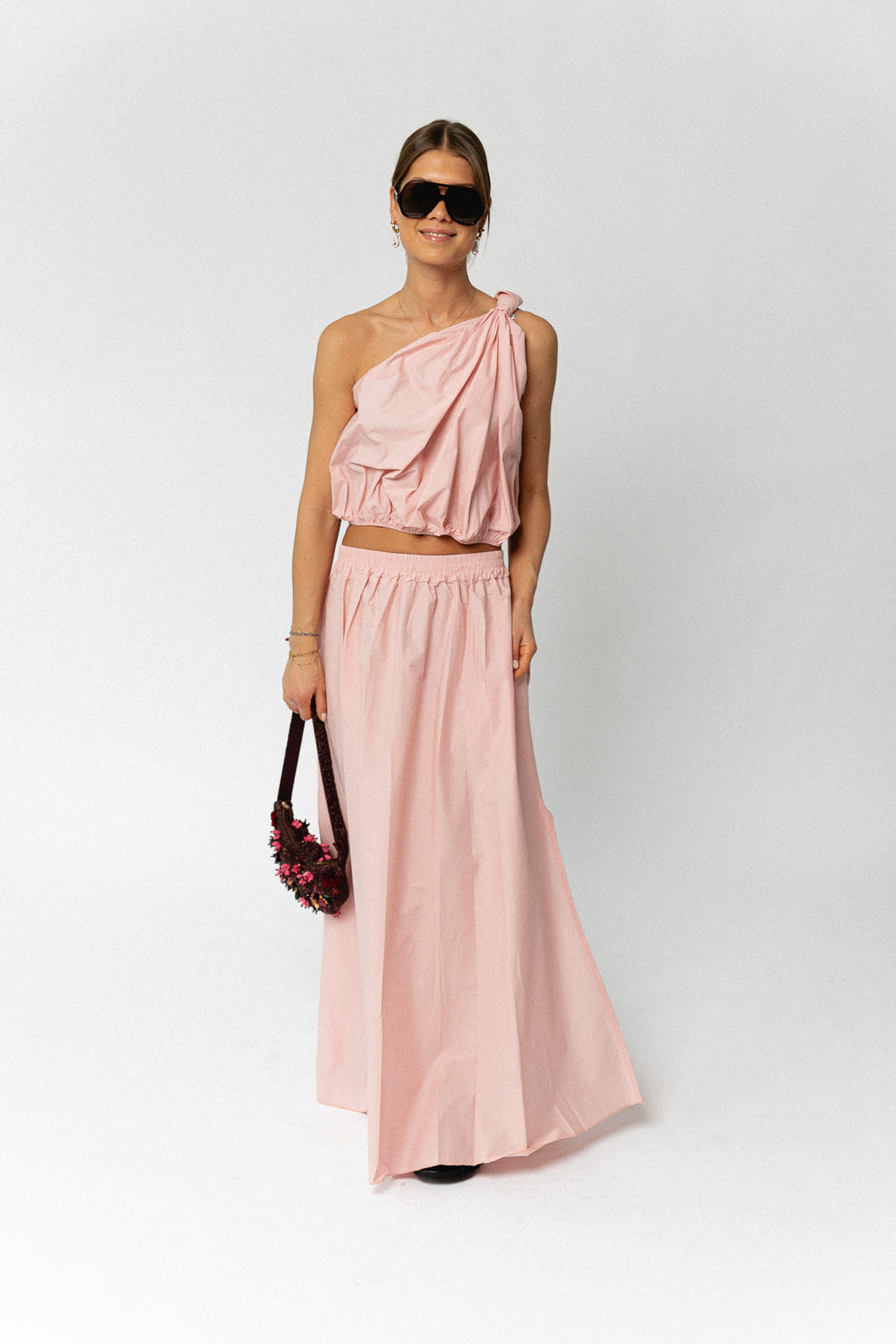 Fran one shoulder top blush pink