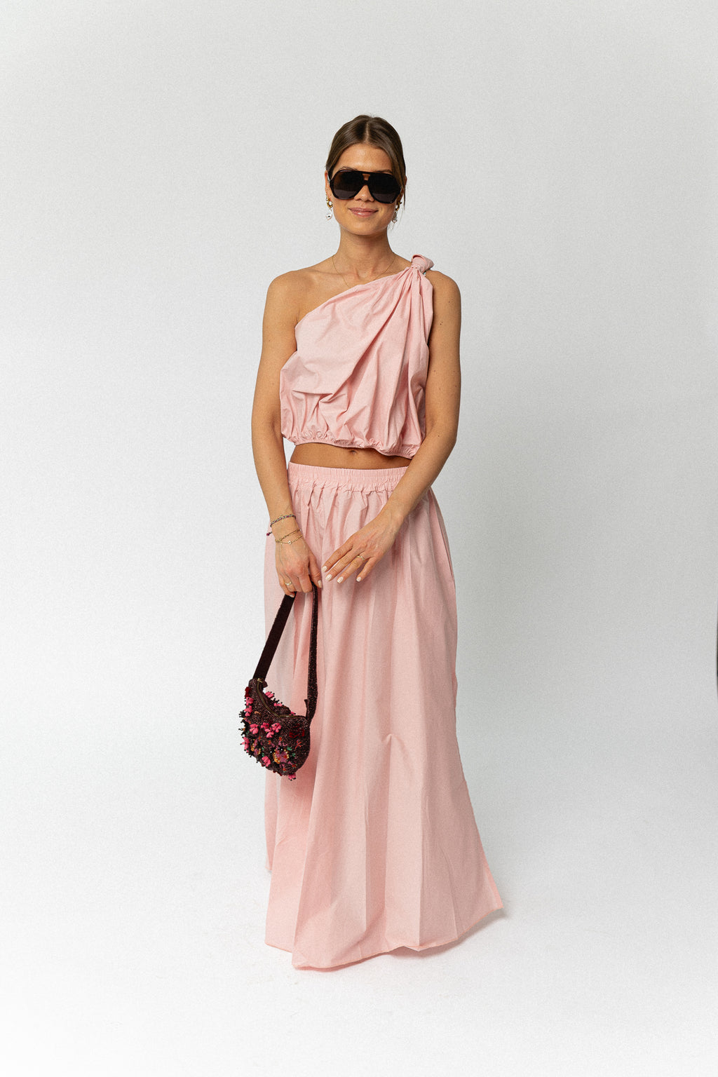 Fran one shoulder top blush pink
