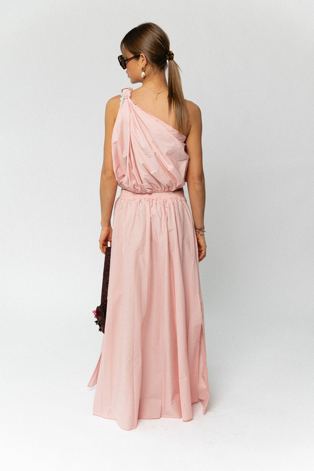 Fran one shoulder top blush pink