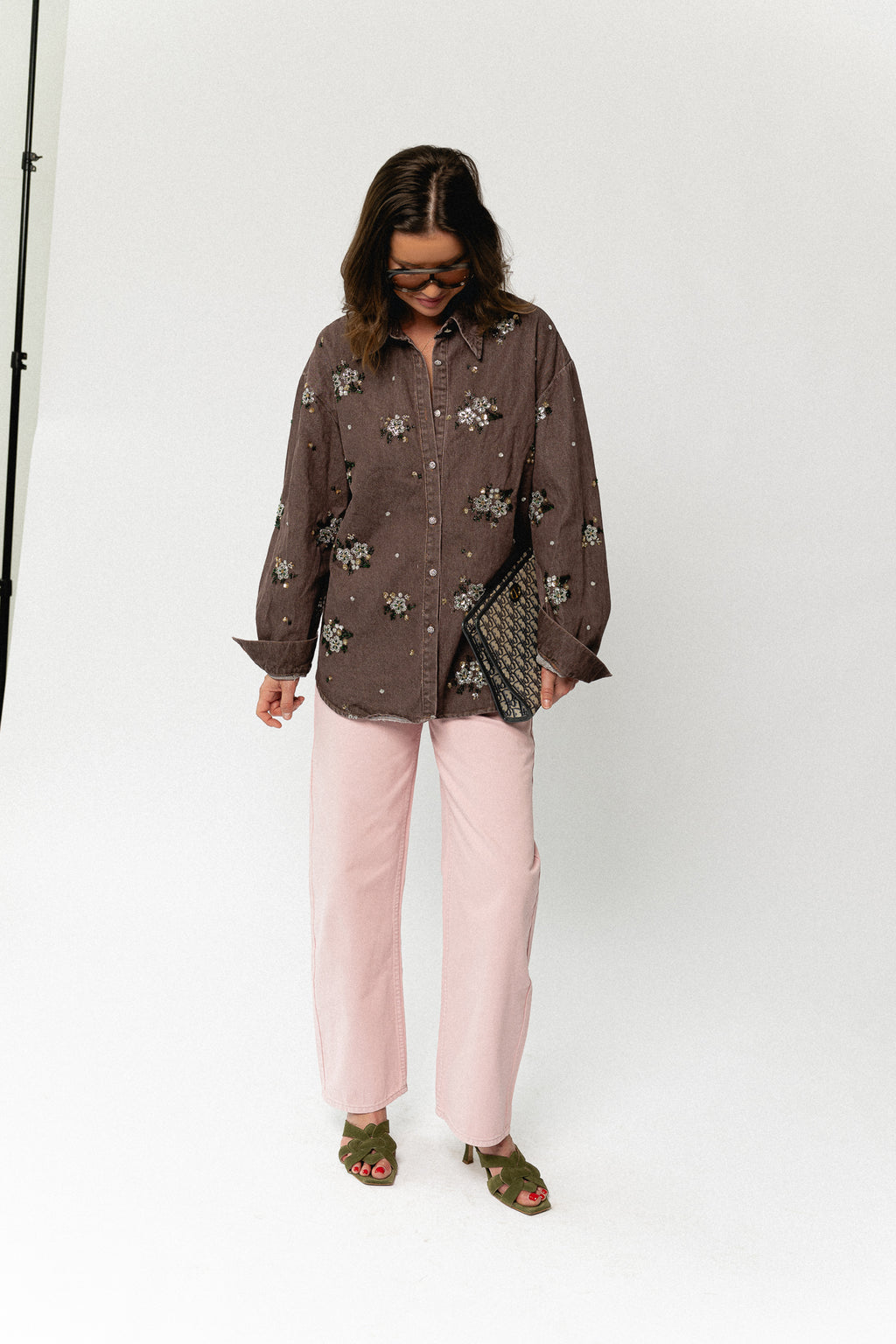 Theodora denim trousers cameo pink