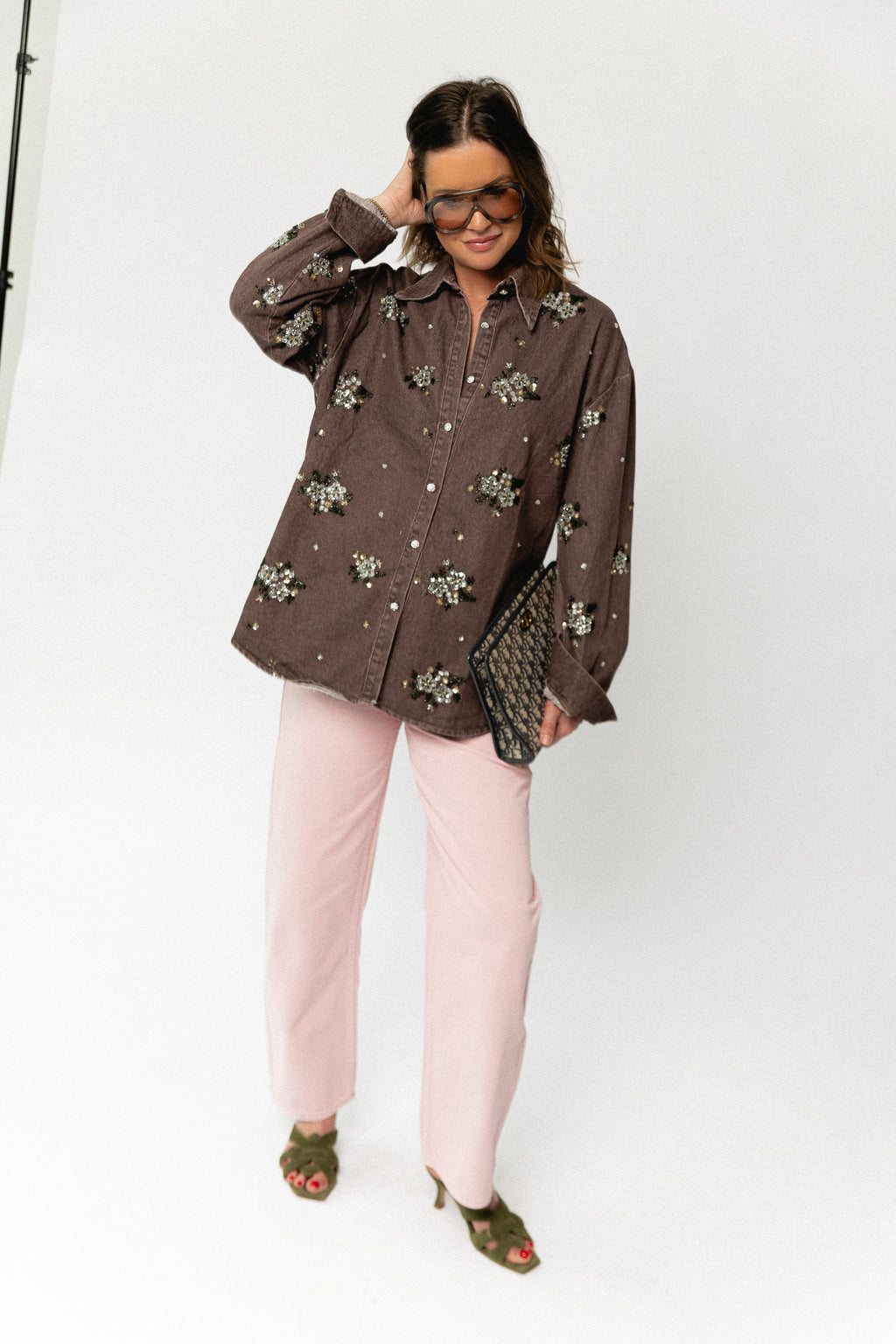 Theodora denim trousers cameo pink