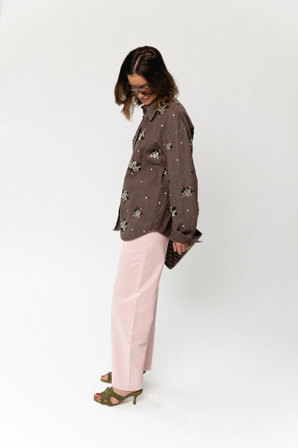 Theodora denim trousers cameo pink