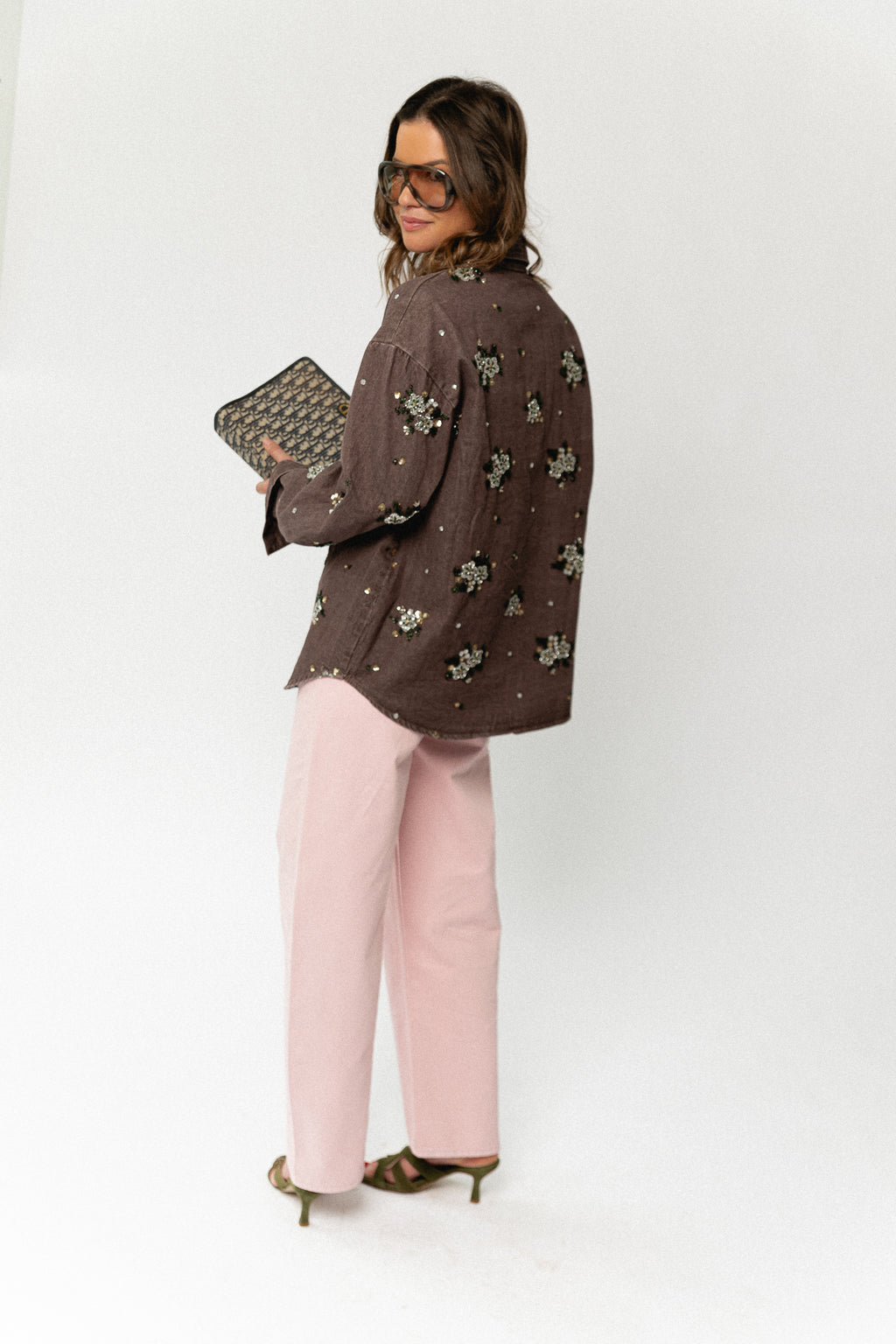 Theodora denim trousers cameo pink