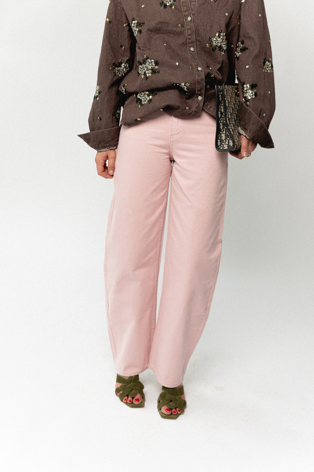 Theodora denim trousers cameo pink