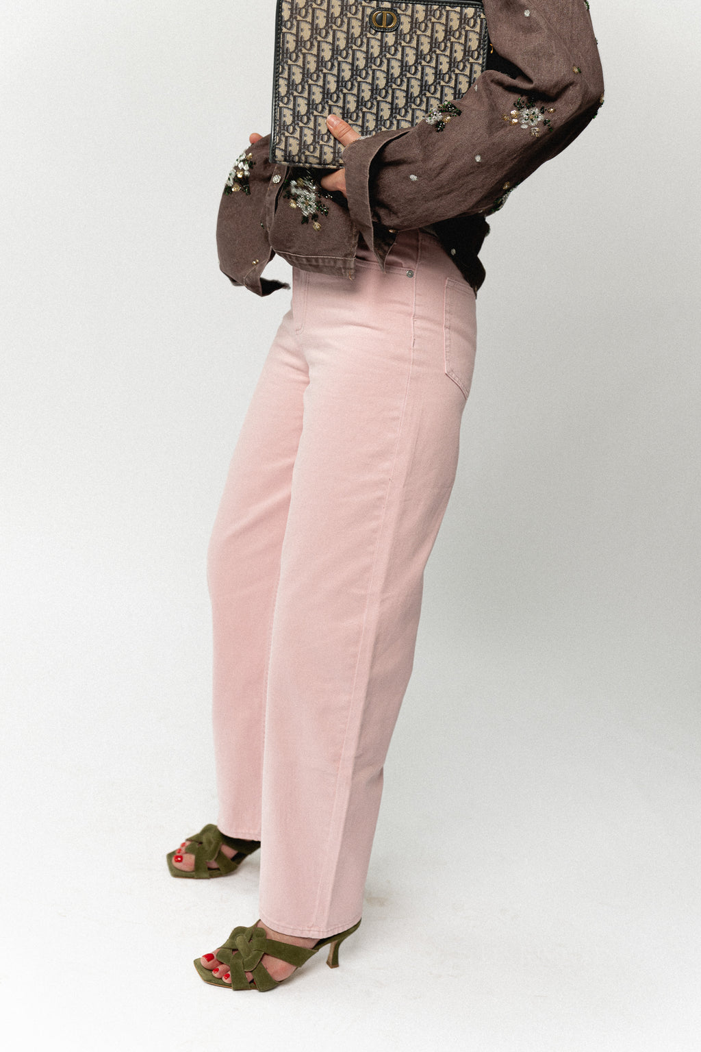 Theodora denim trousers cameo pink