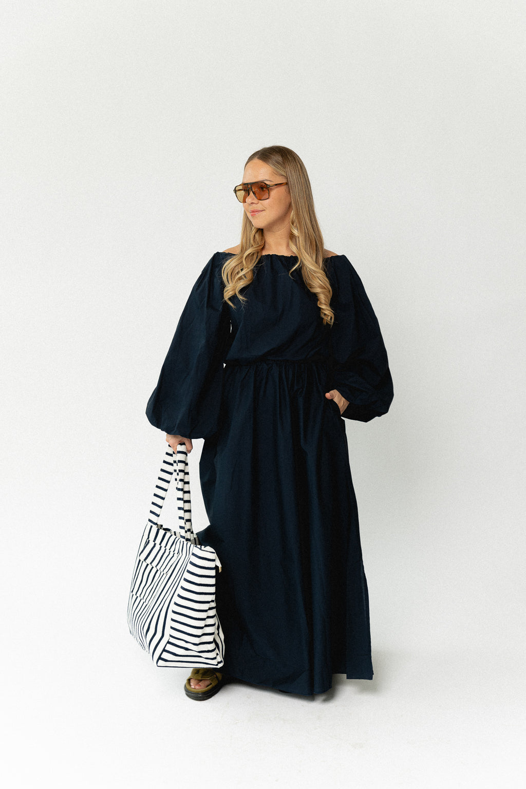 Fran off shoulder blouse navy