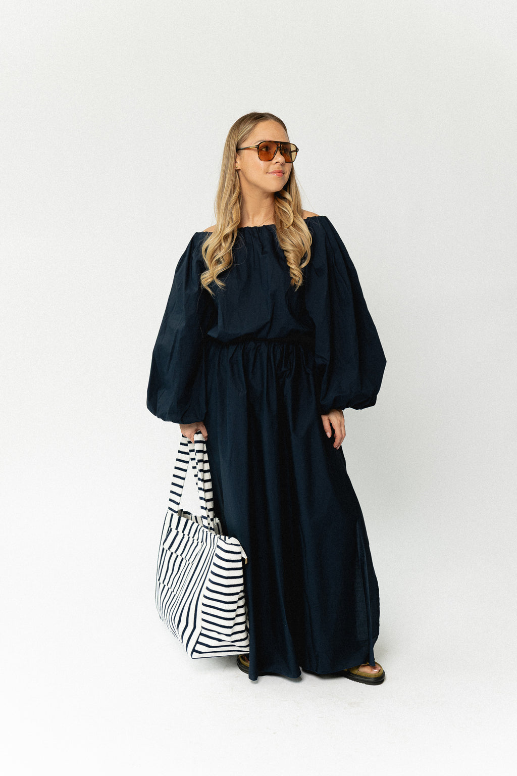 Fran off shoulder blouse navy
