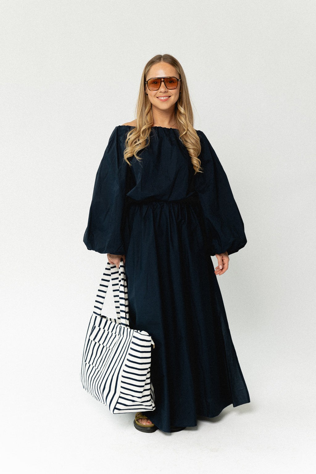 Fran off shoulder blouse navy