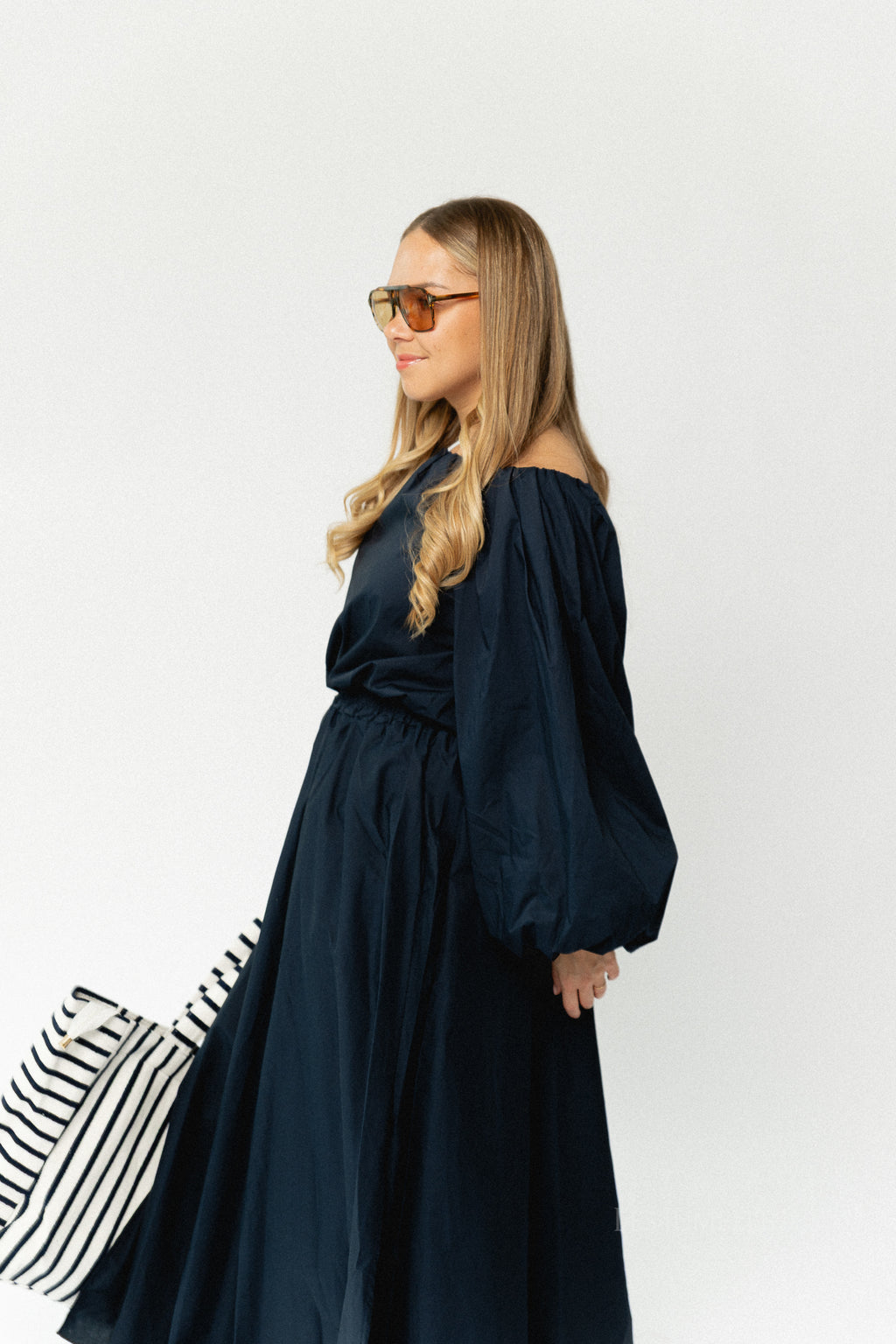 Fran off shoulder blouse navy