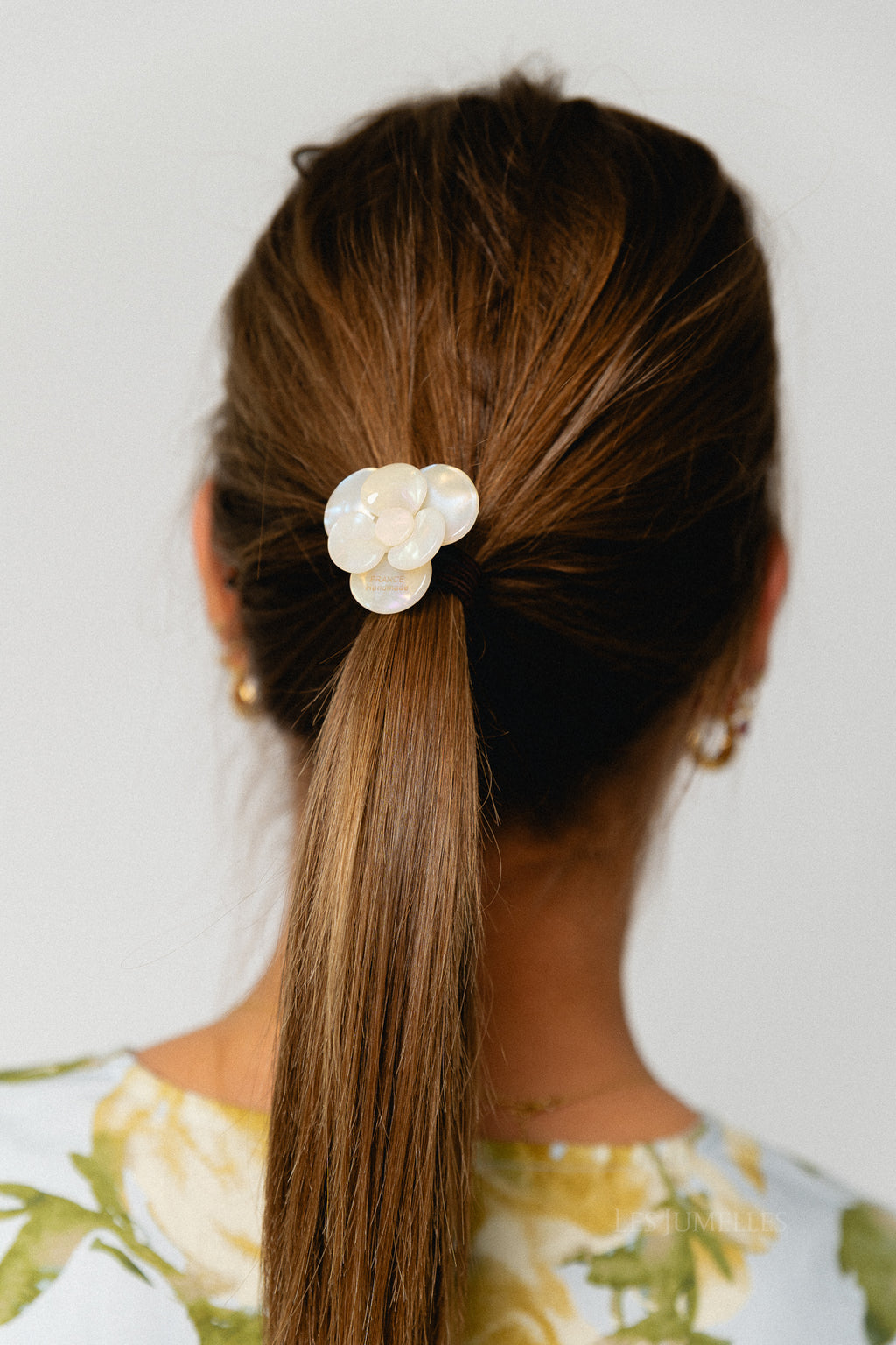 Flower hairtie tortoise - pearl