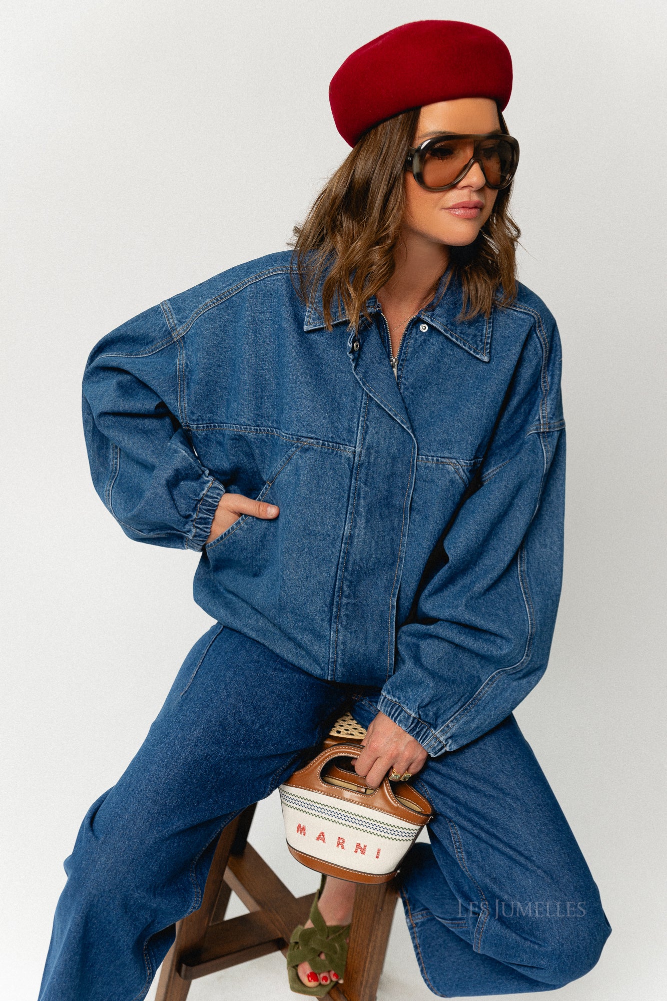 Jilian jacket mid blue denim – Les Jumelles