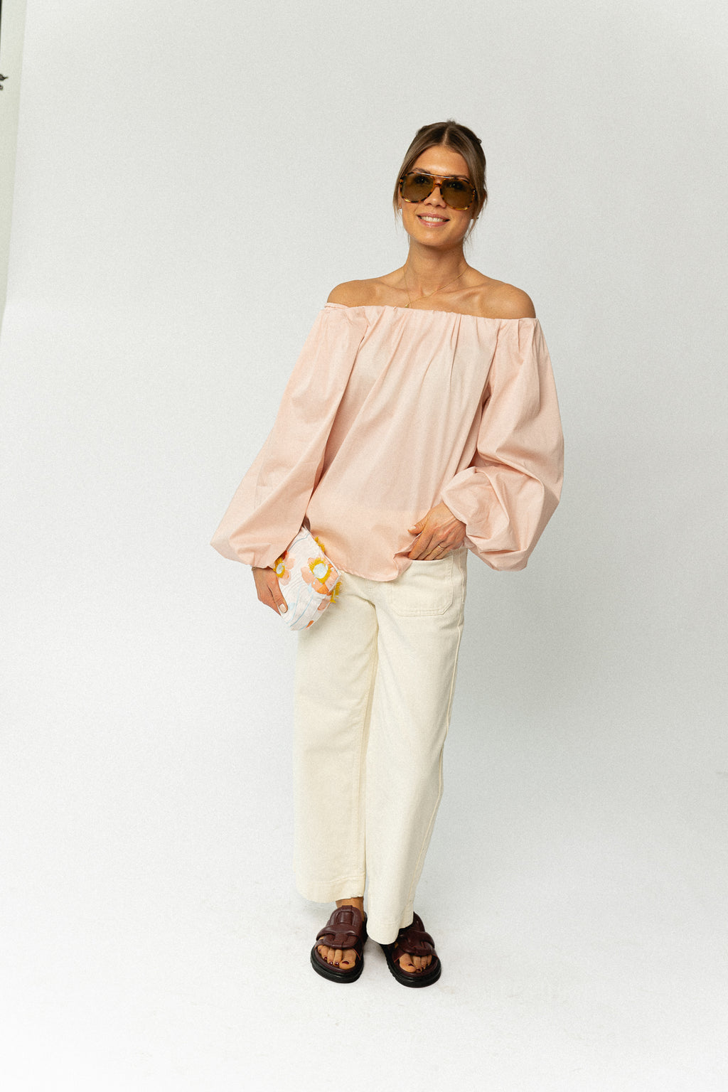 Fran off shoulder blouse blush pink