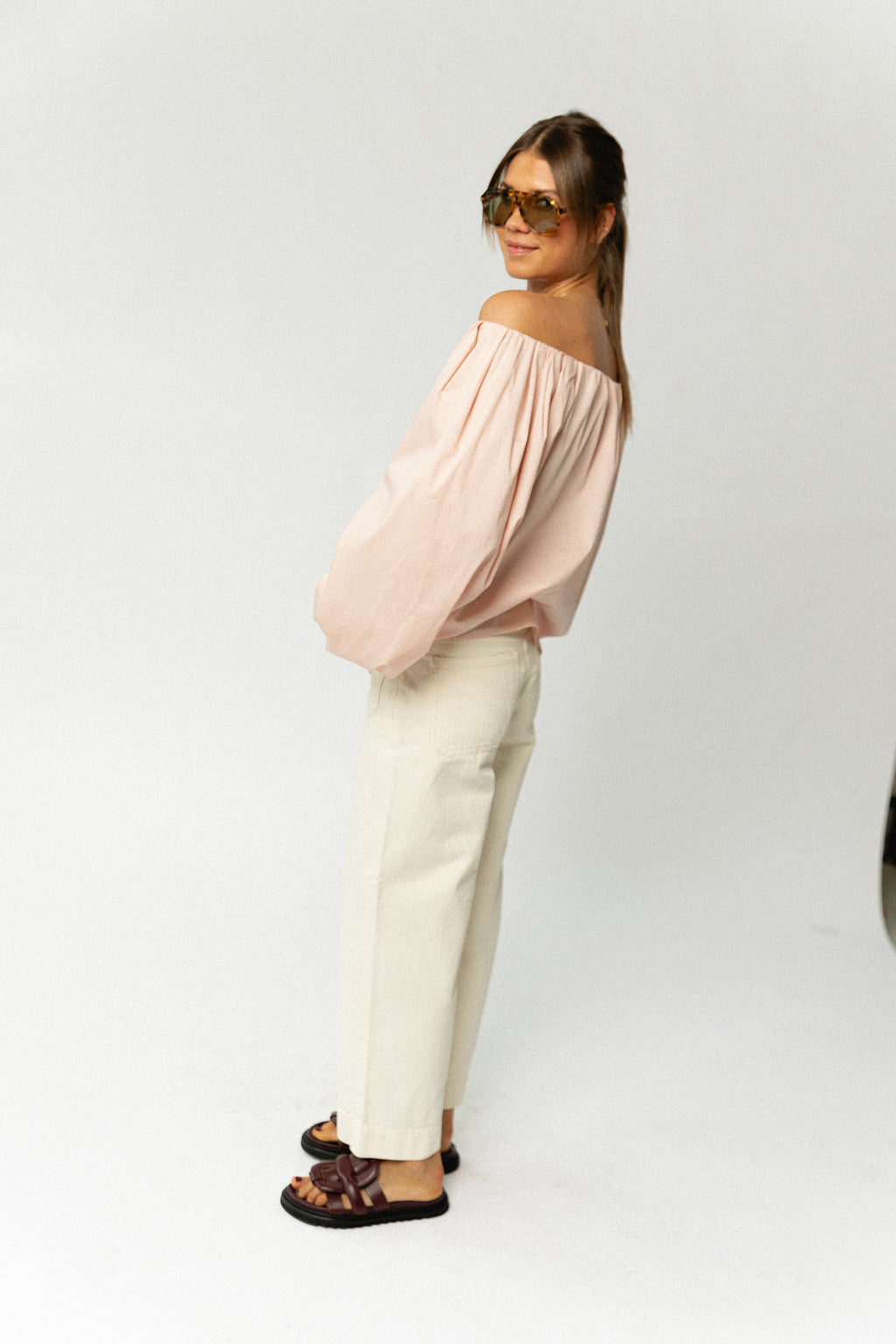 Fran off shoulder blouse blush pink