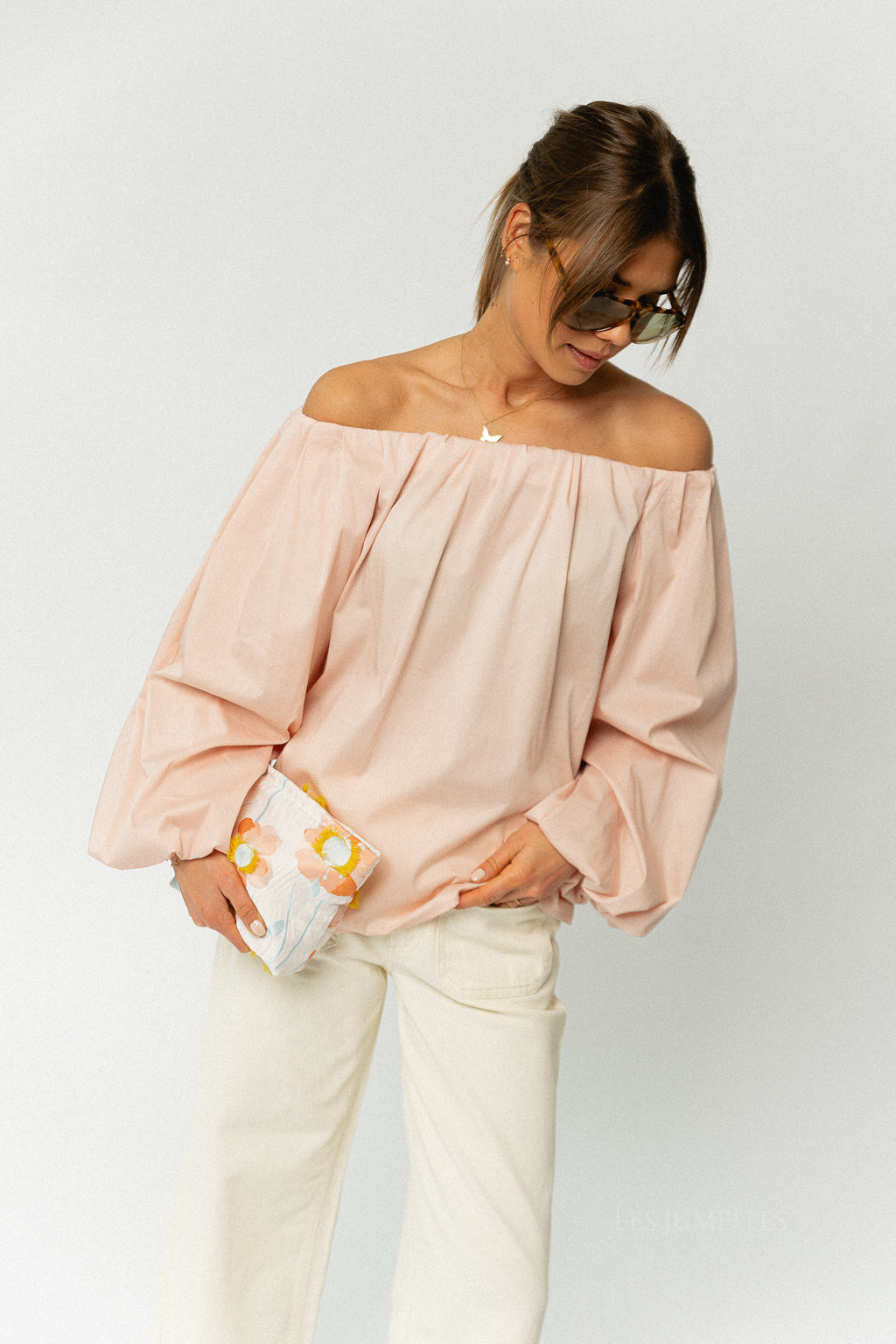 Fran off shoulder blouse blush pink