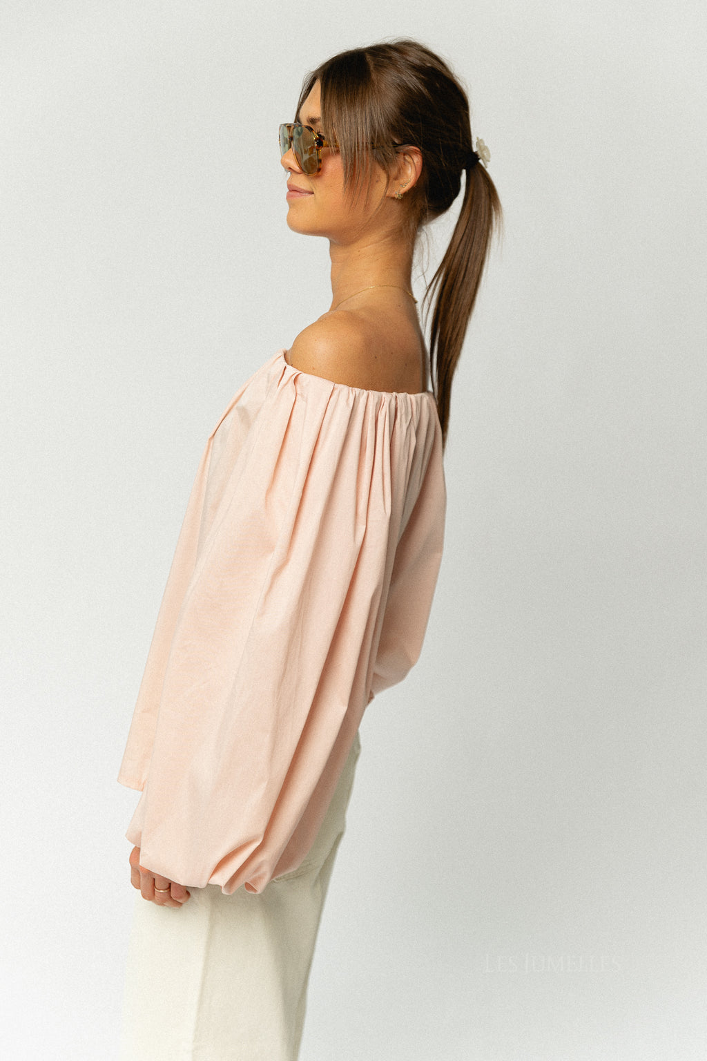 Fran off shoulder blouse blush pink