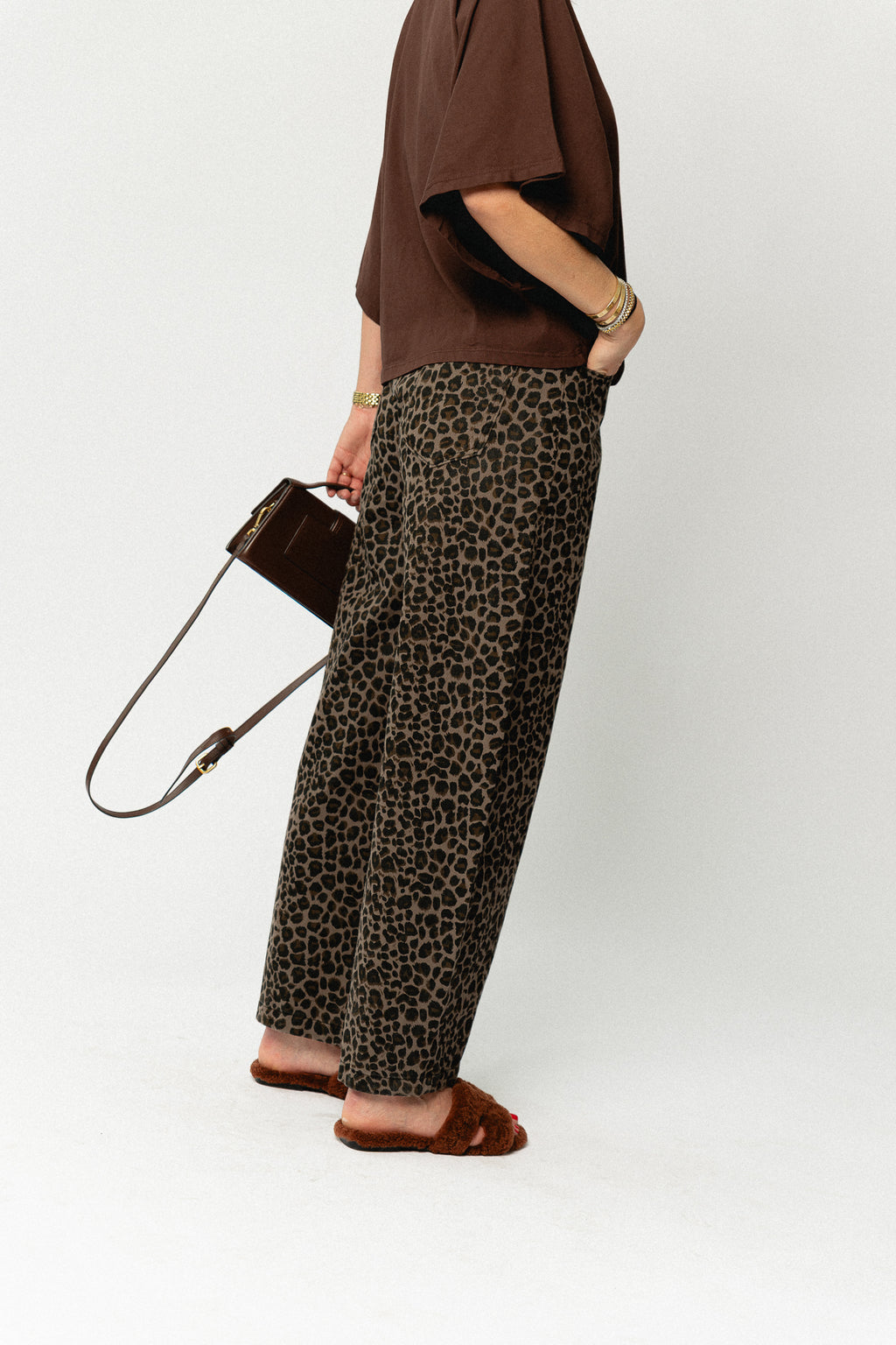 Mila leopard wide leg jeans