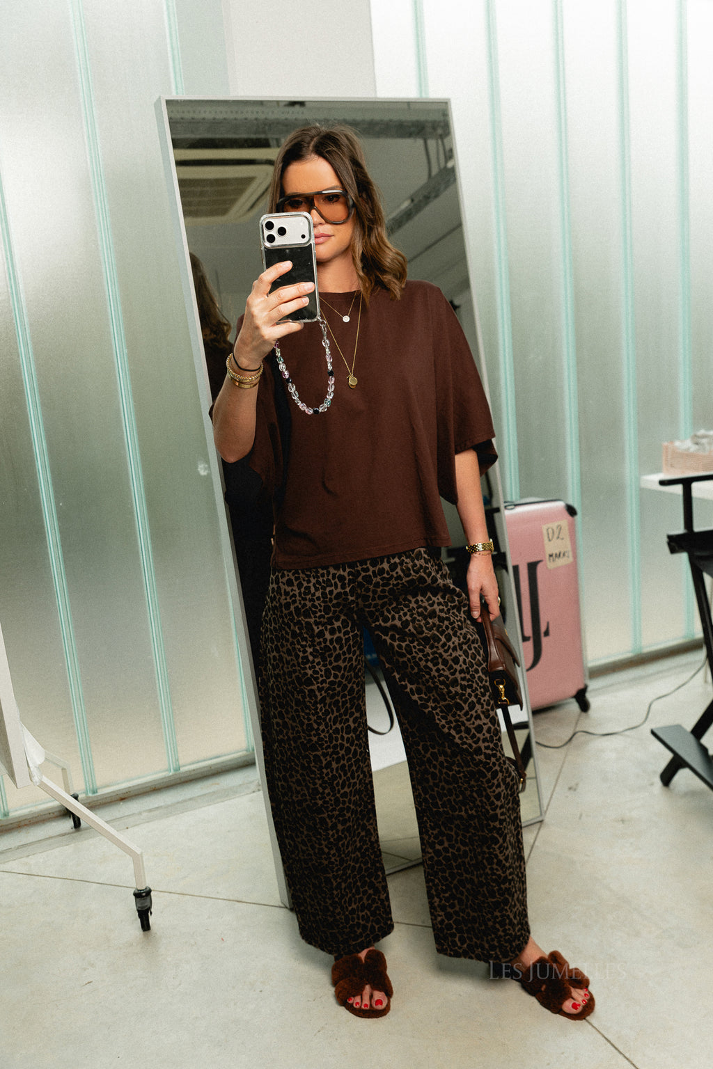 Mila leopard wide leg jeans