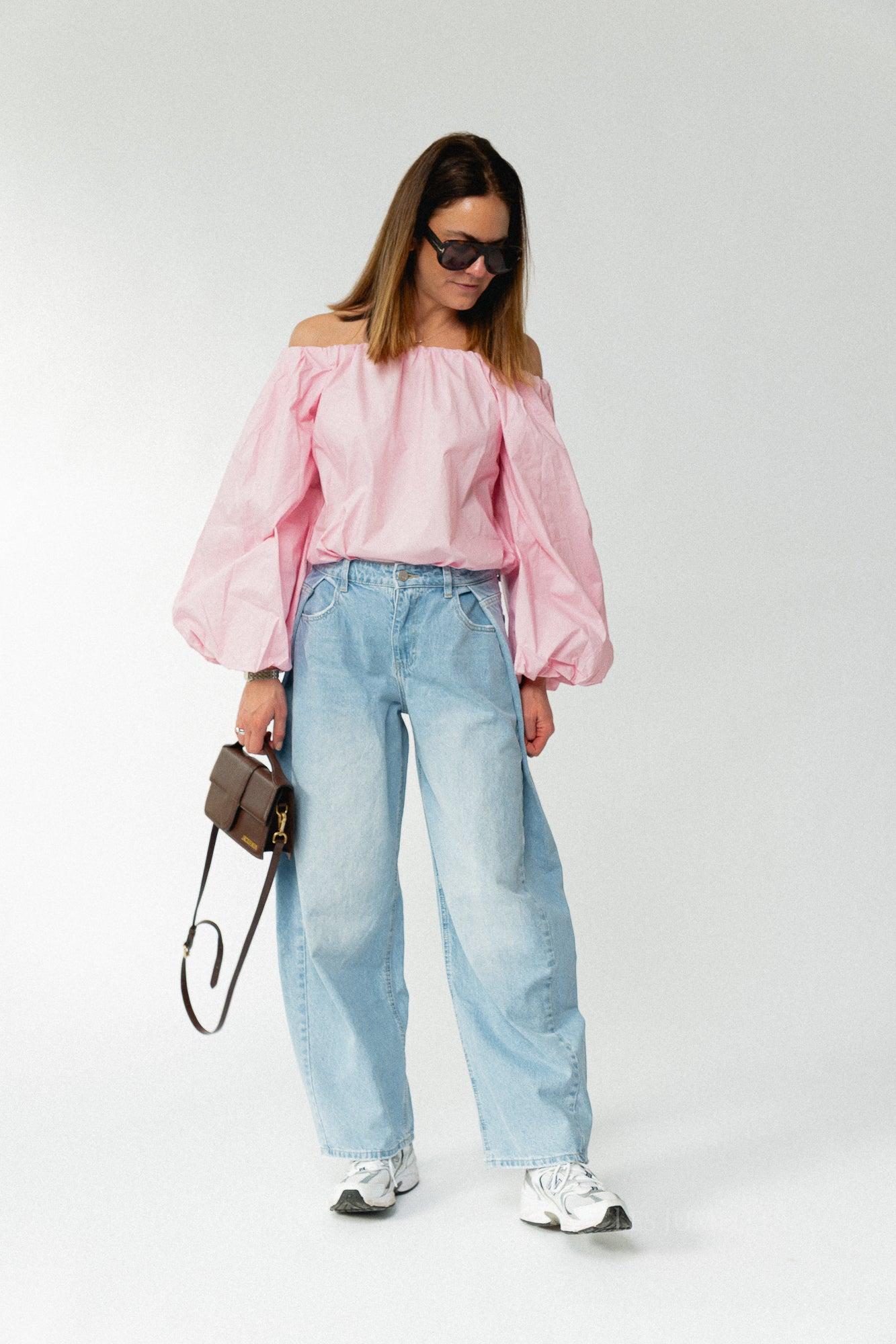 Fran Schulterfreie Bluse rosa