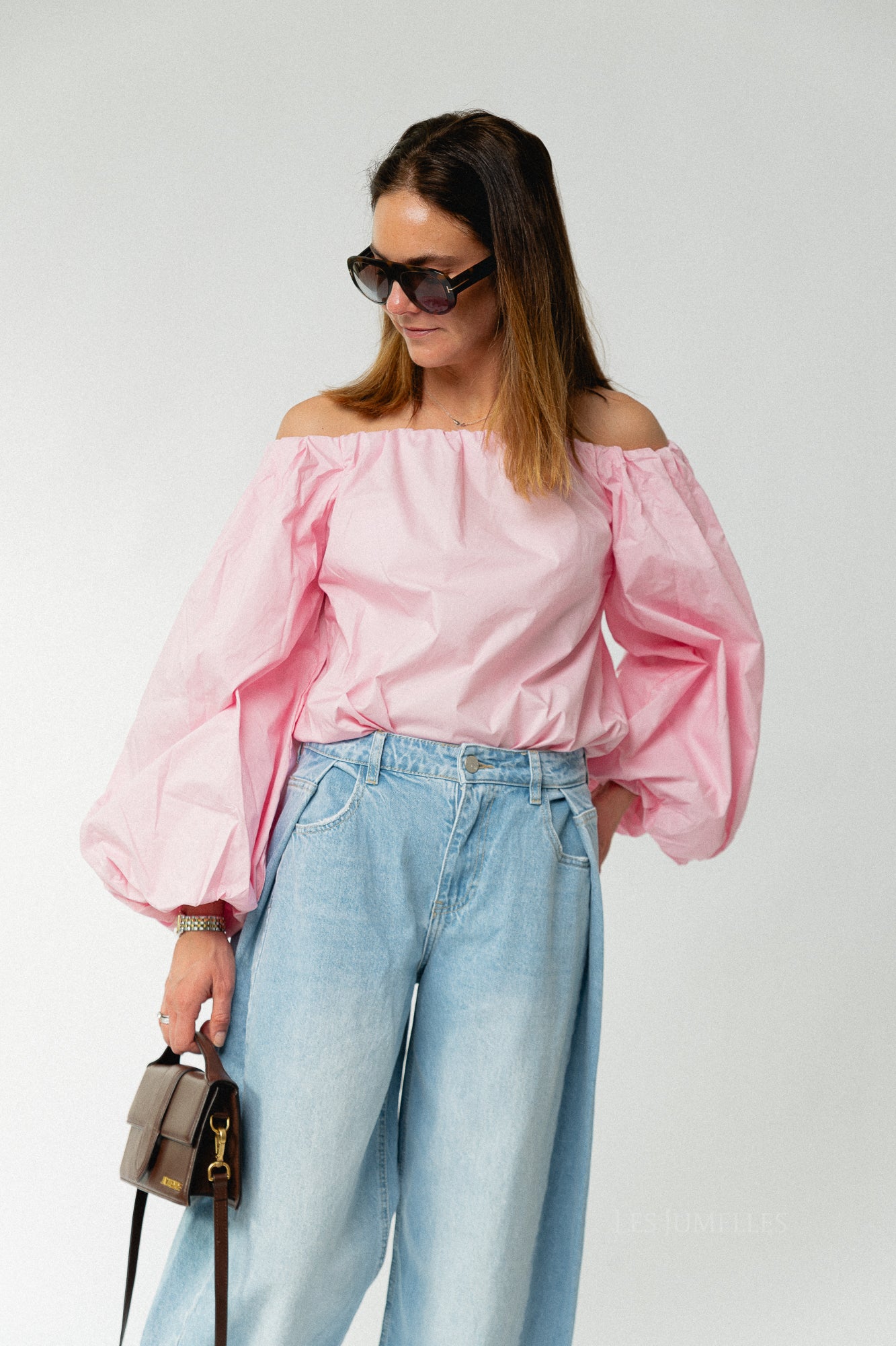 Fran Schulterfreie Bluse rosa
