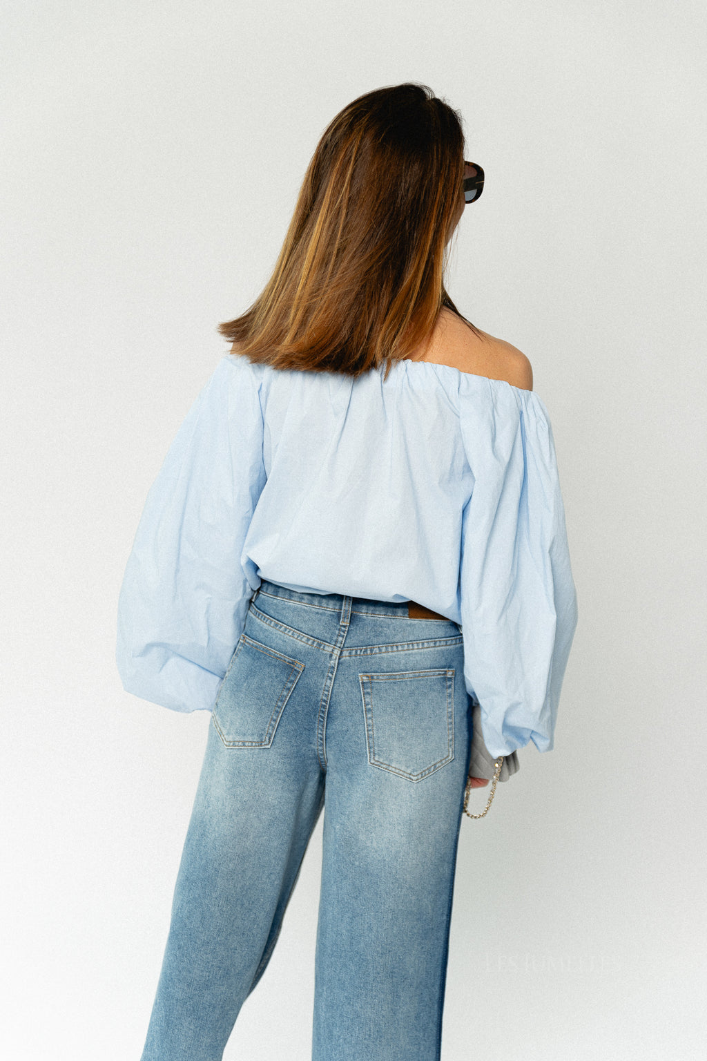 Fran off shoulder blouse baby blue