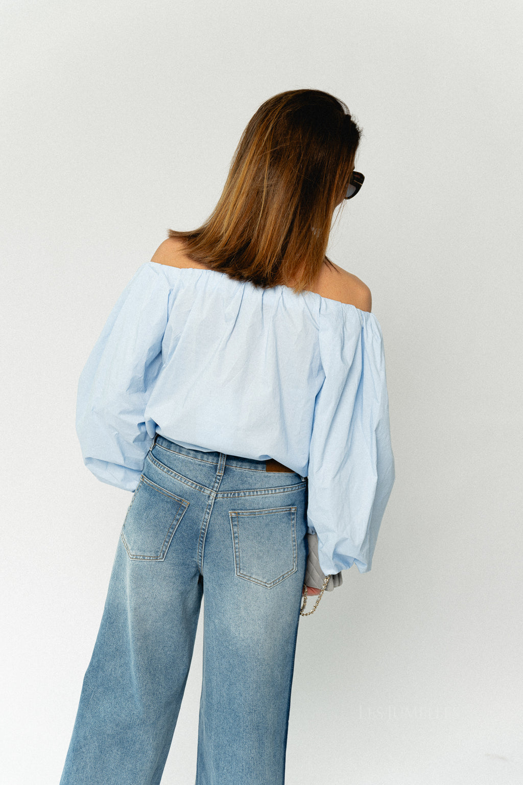 Fran off shoulder blouse baby blue