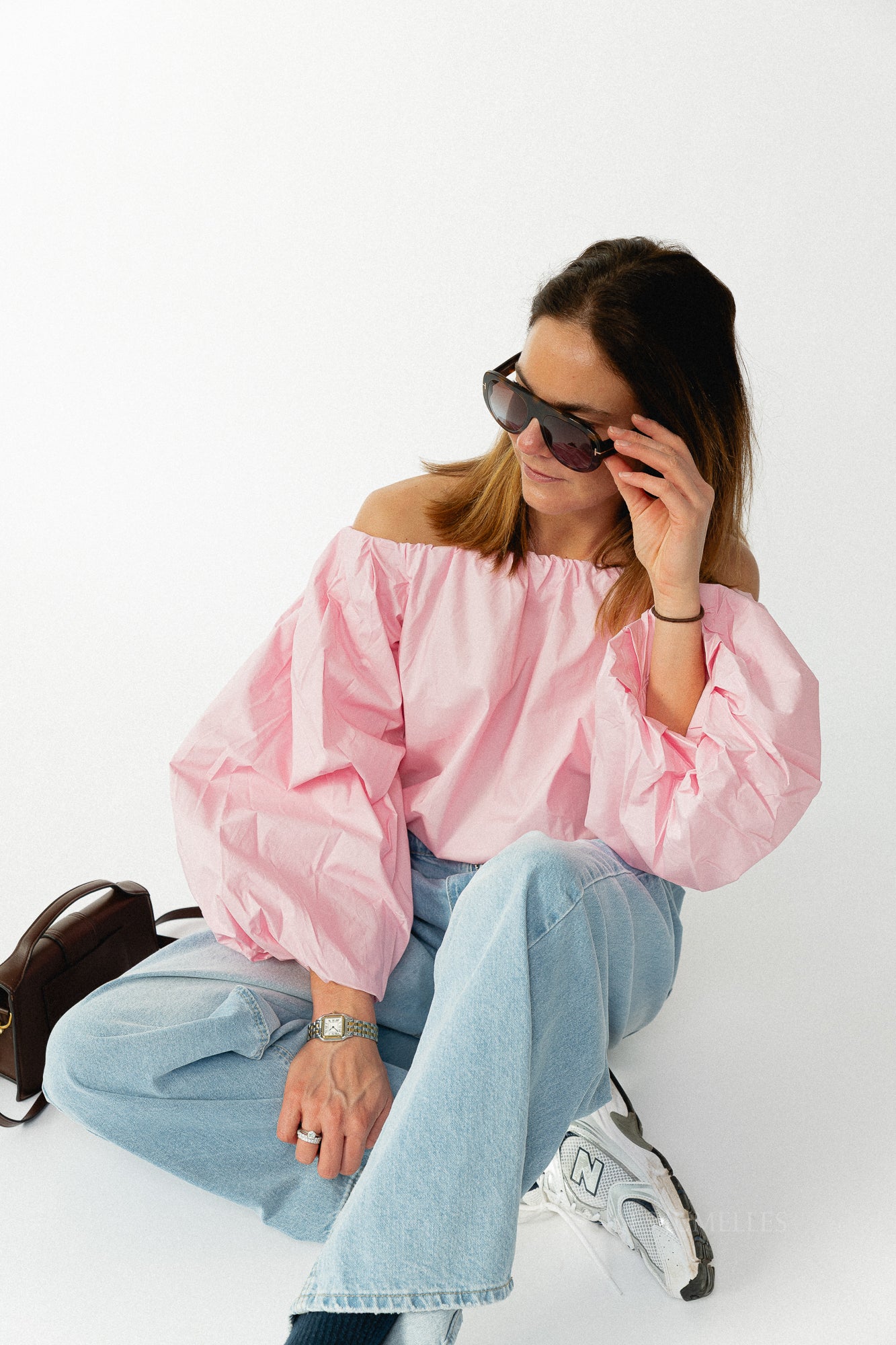 Fran Schulterfreie Bluse rosa