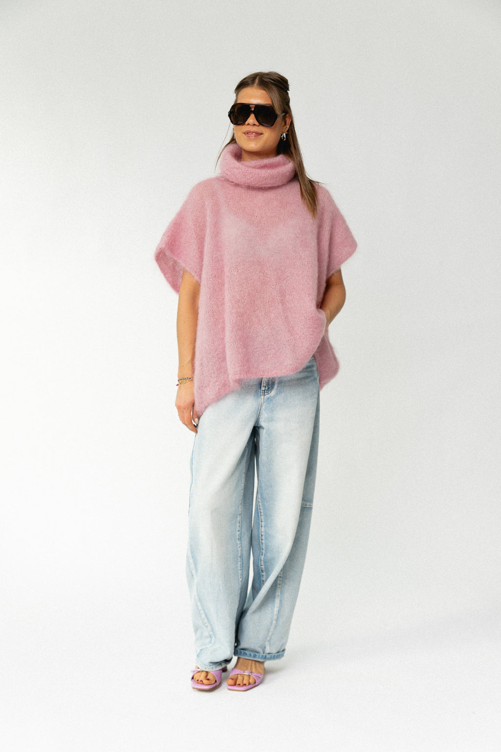 Manon roll neck jumper powder pink