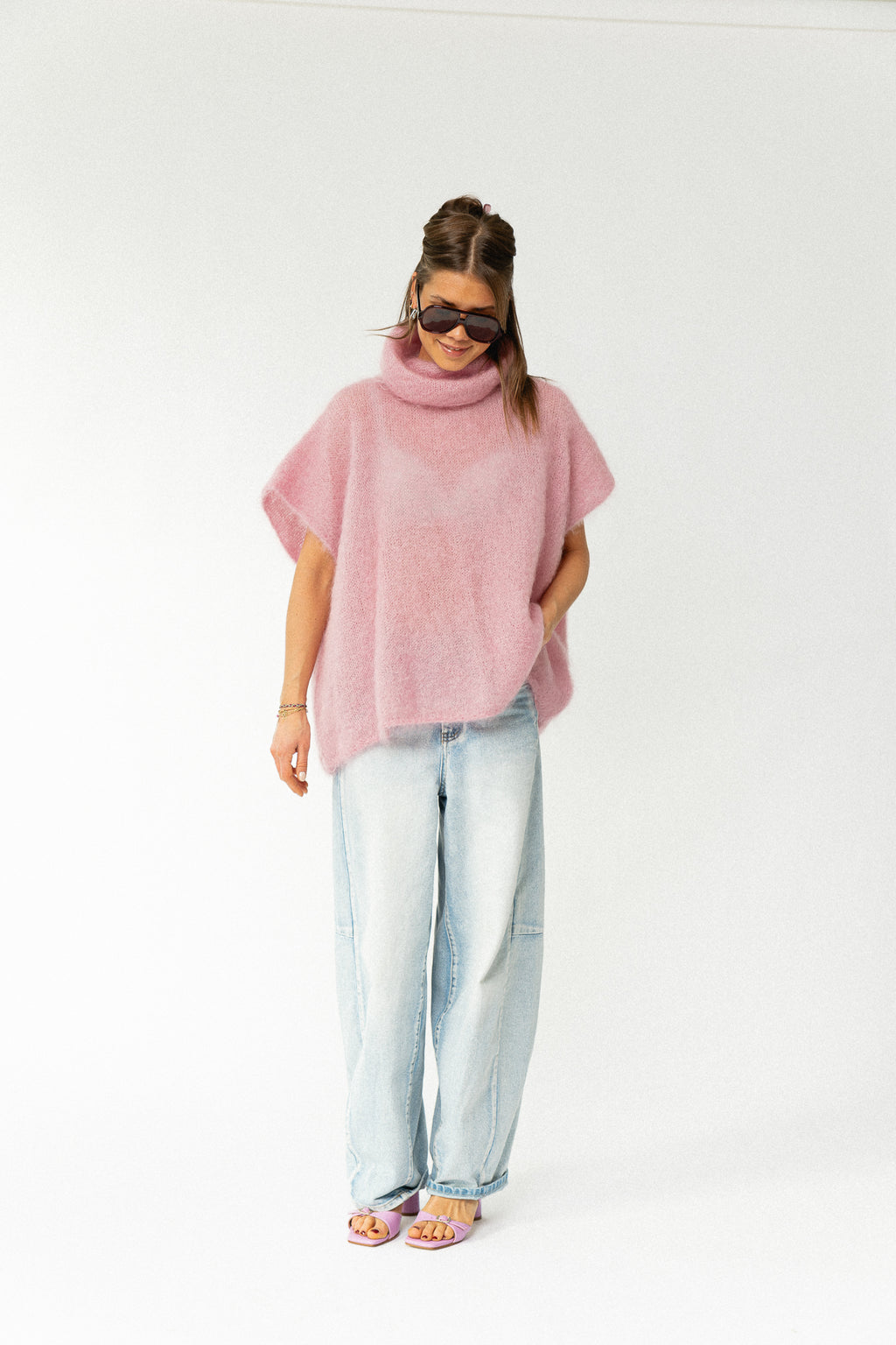 Manon roll neck jumper powder pink