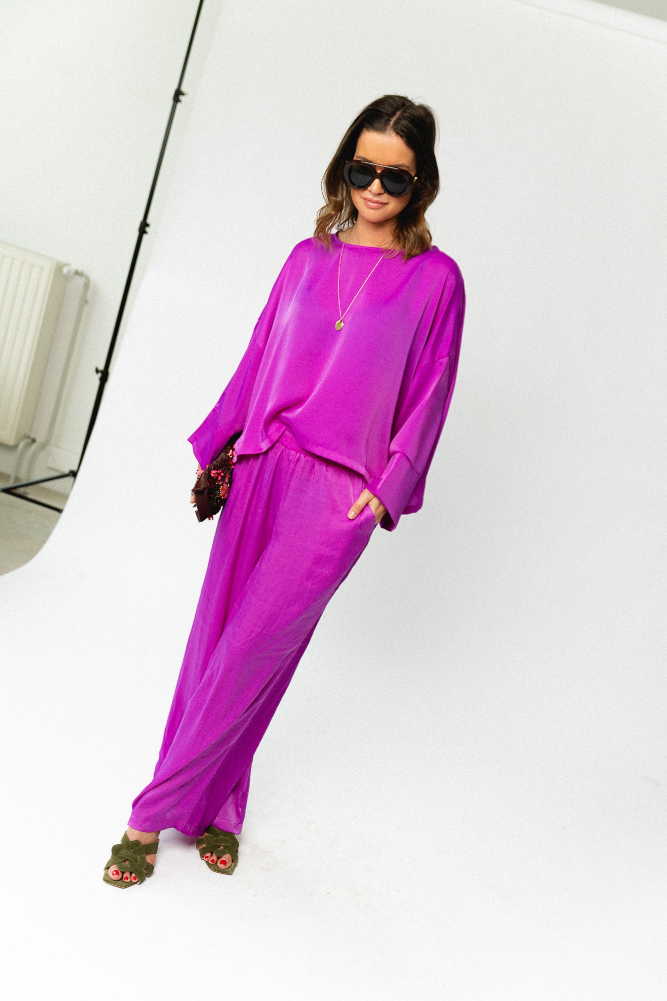 Gill sateen pants - orchid purple