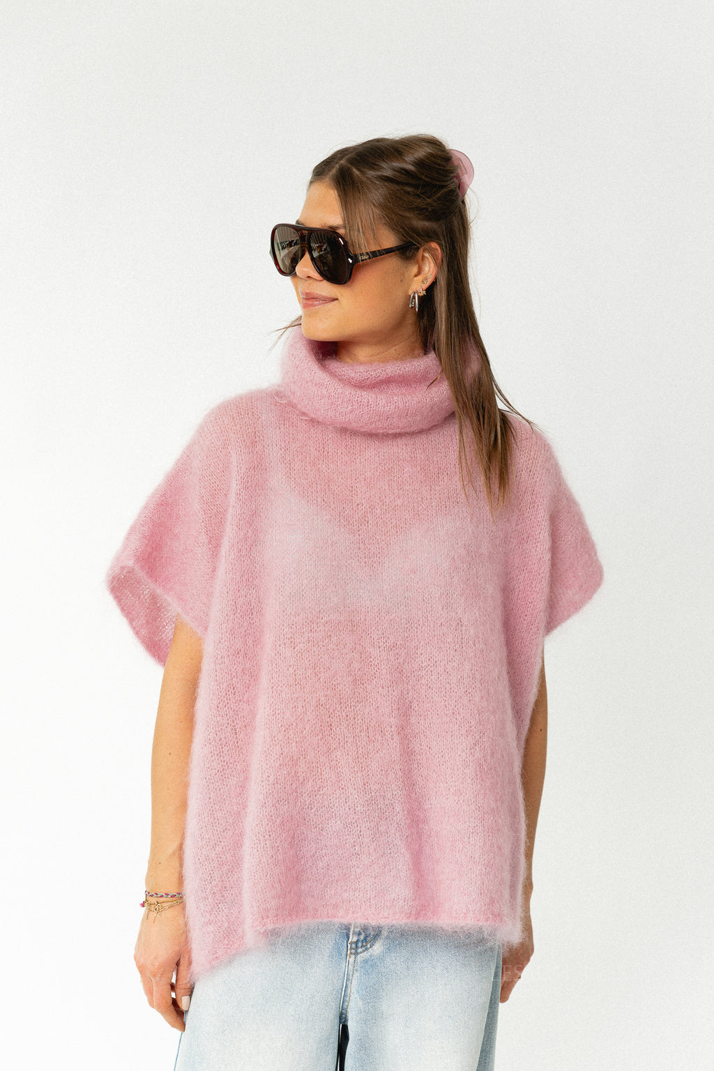 Manon roll neck jumper powder pink