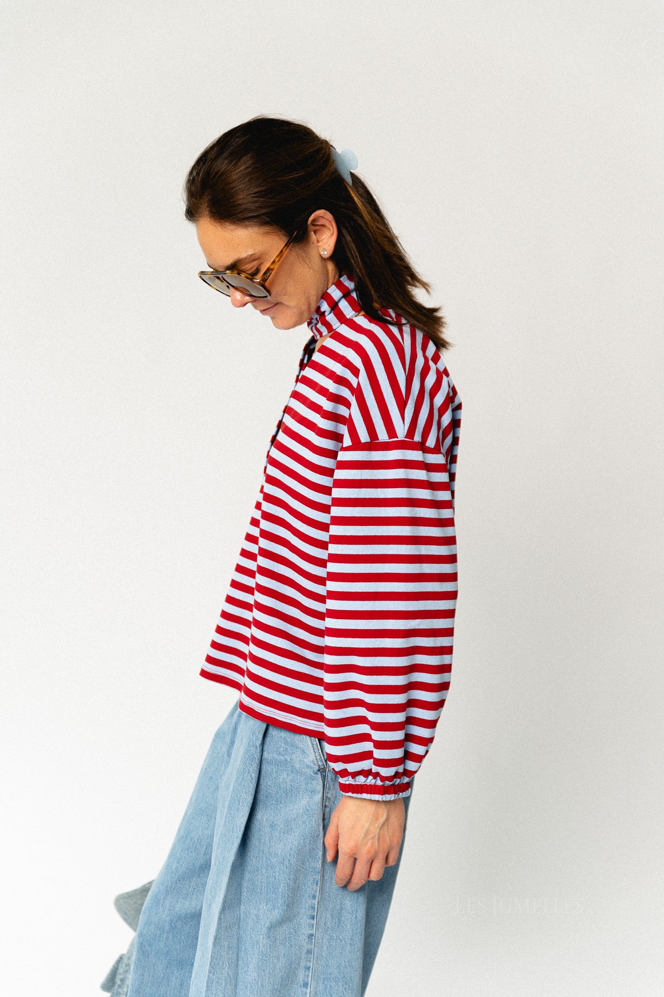 Silvy striped V-neck sweatshirt red/blue