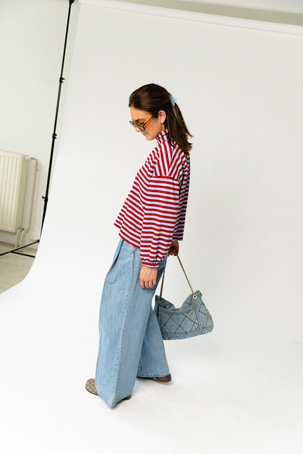 Silvy striped V-neck sweatshirt red/blue