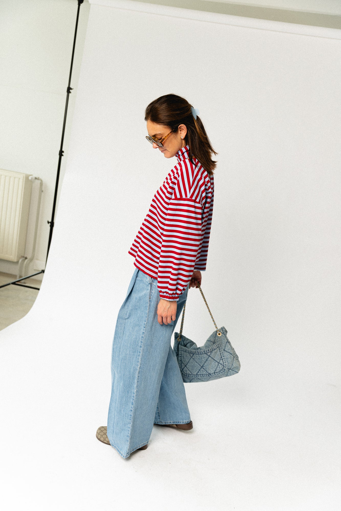 Silvy striped V-neck sweatshirt red/blue