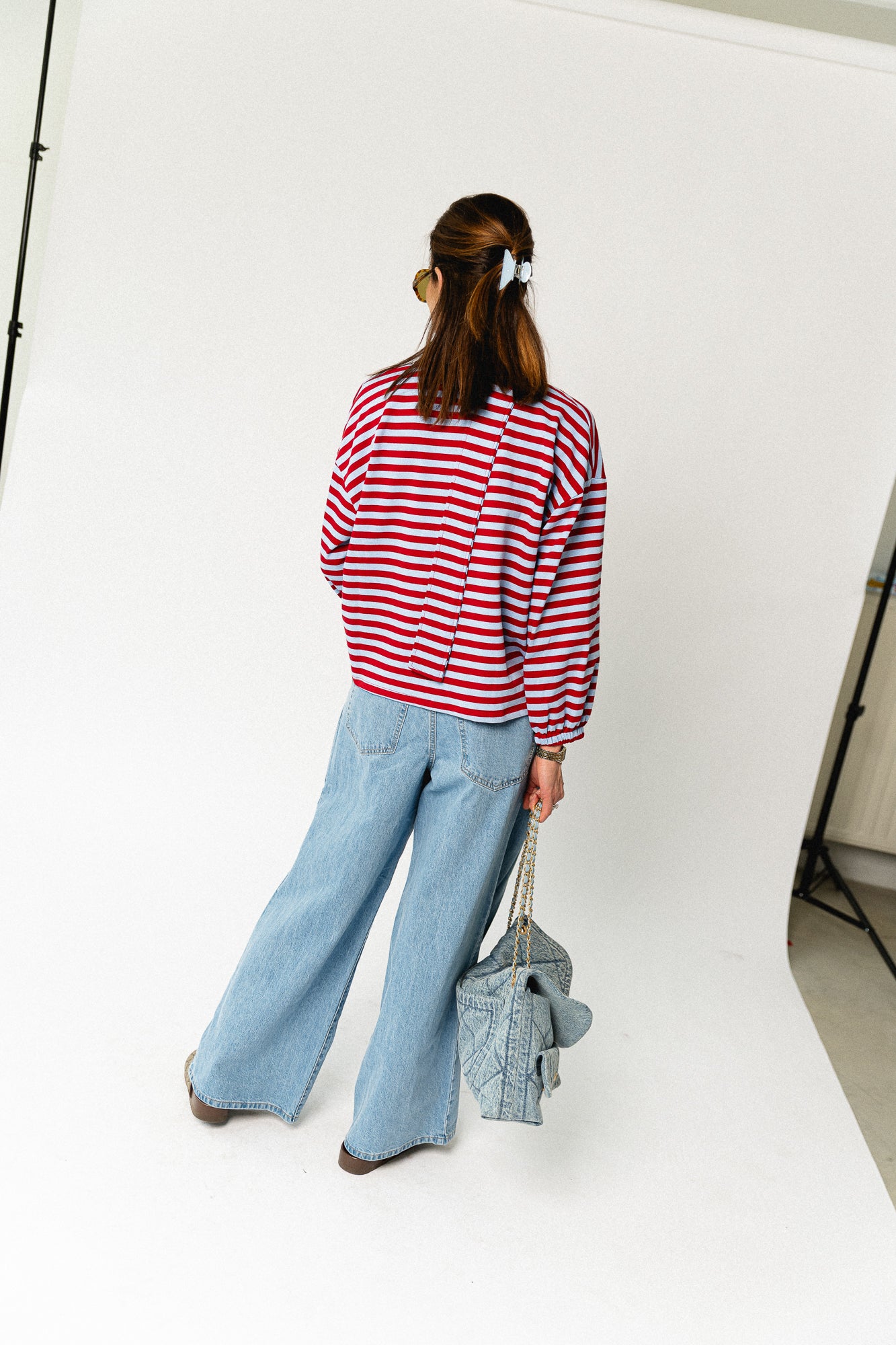 Silvy striped V-neck sweatshirt red/blue