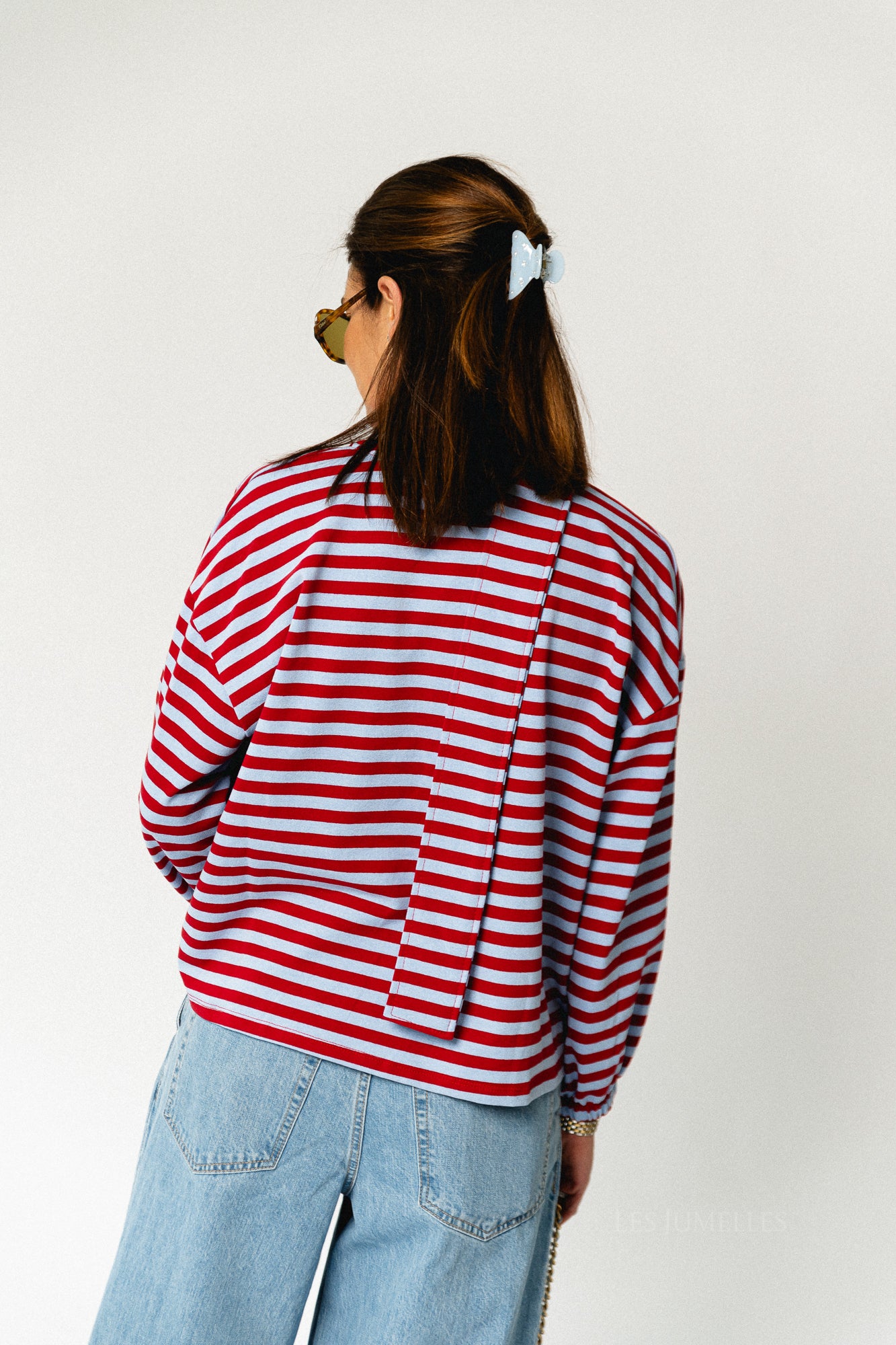 Silvy striped V-neck sweatshirt red/blue