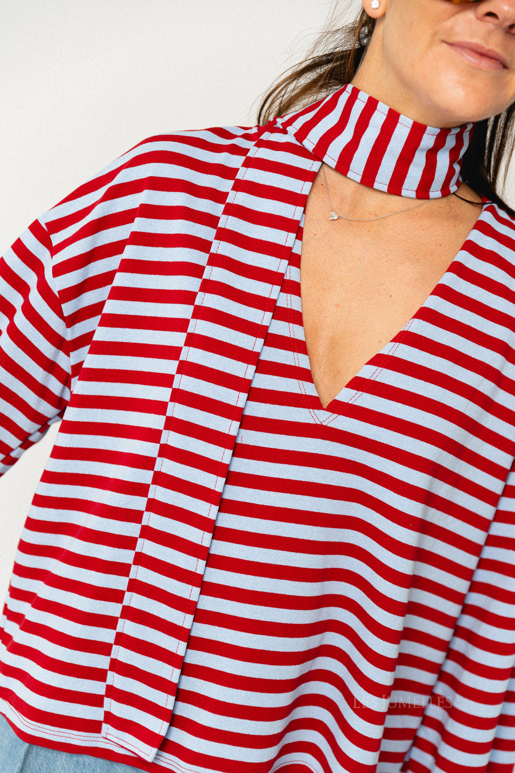 Silvy striped V-neck sweatshirt red/blue