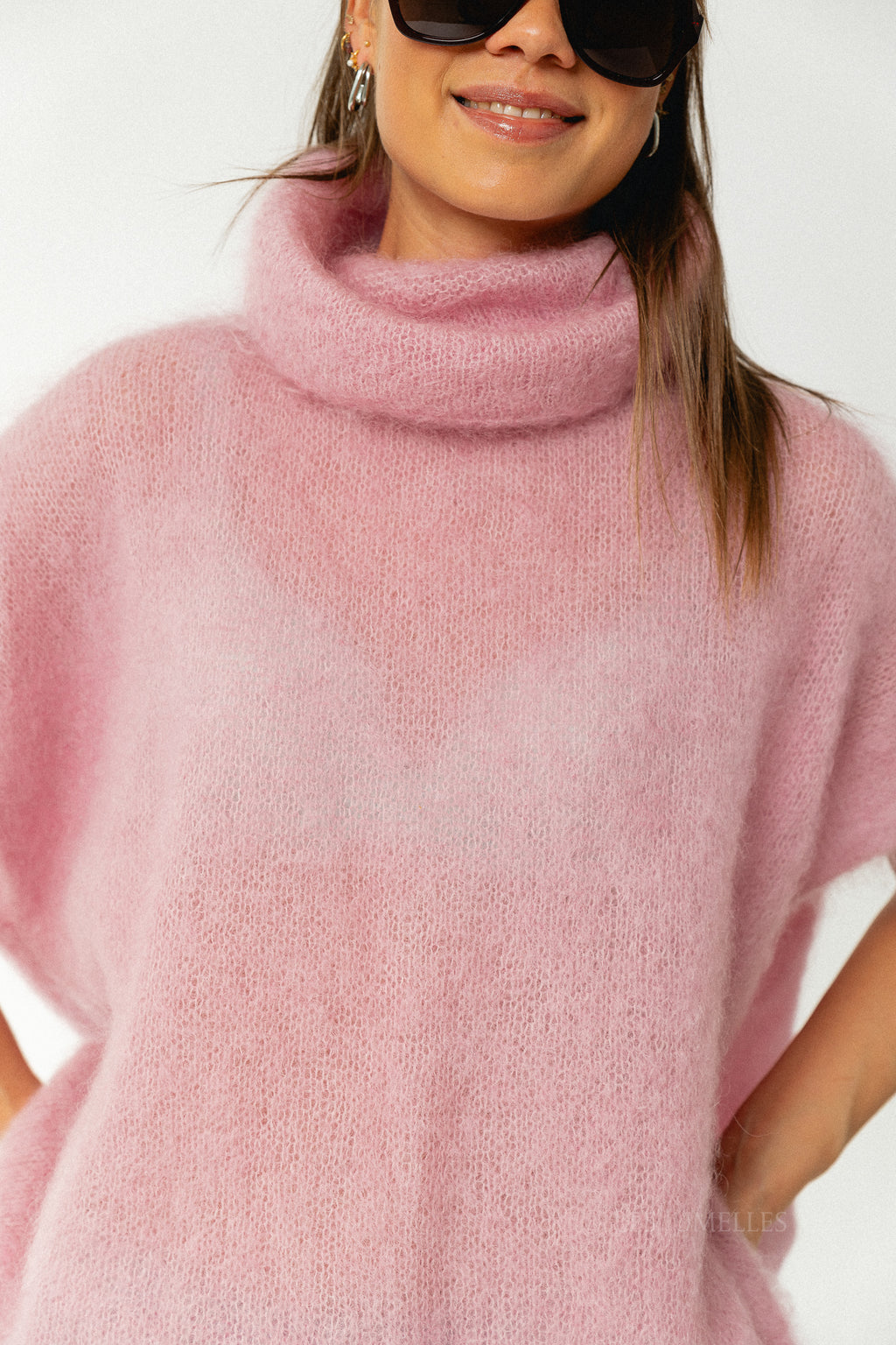 Manon roll neck jumper powder pink