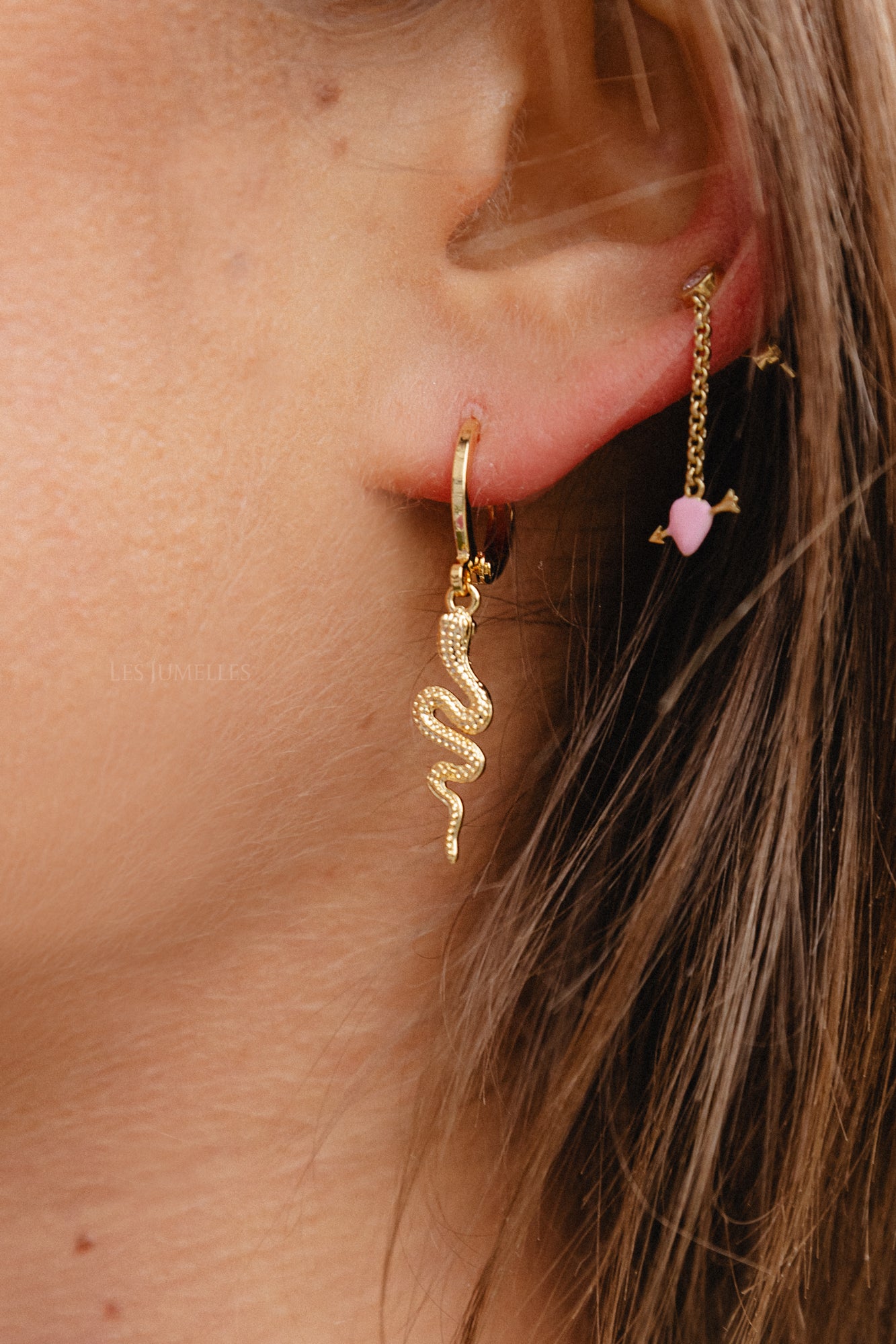 Earrings special snake gold