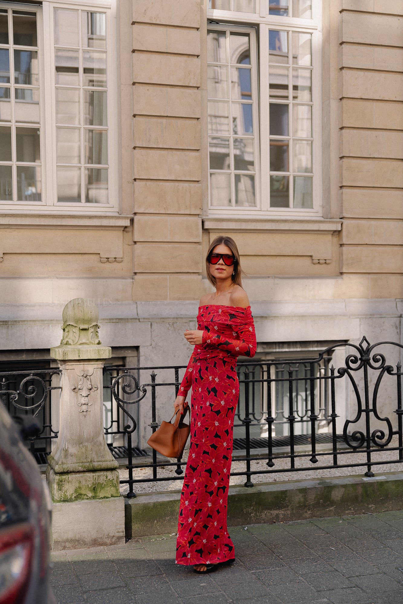 Jenny LS blouse spicy red flower