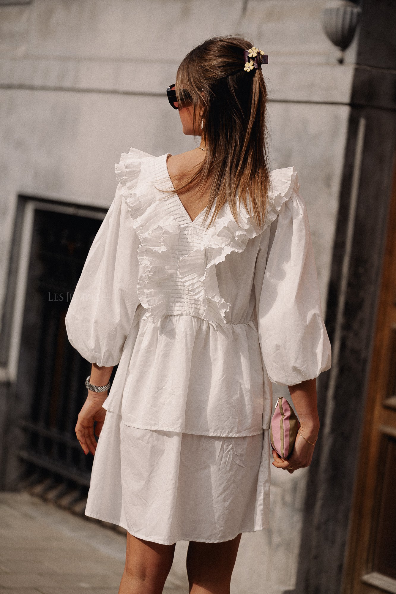 YASRuna 3/4 ruffle dress star white