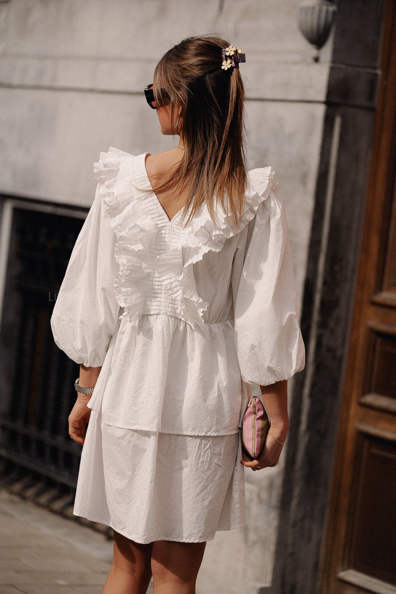 YASRuna 3/4 ruffle dress star white