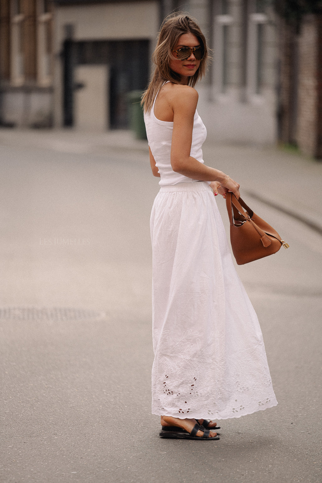 SLFDahlia HW ankle broderie skirt white