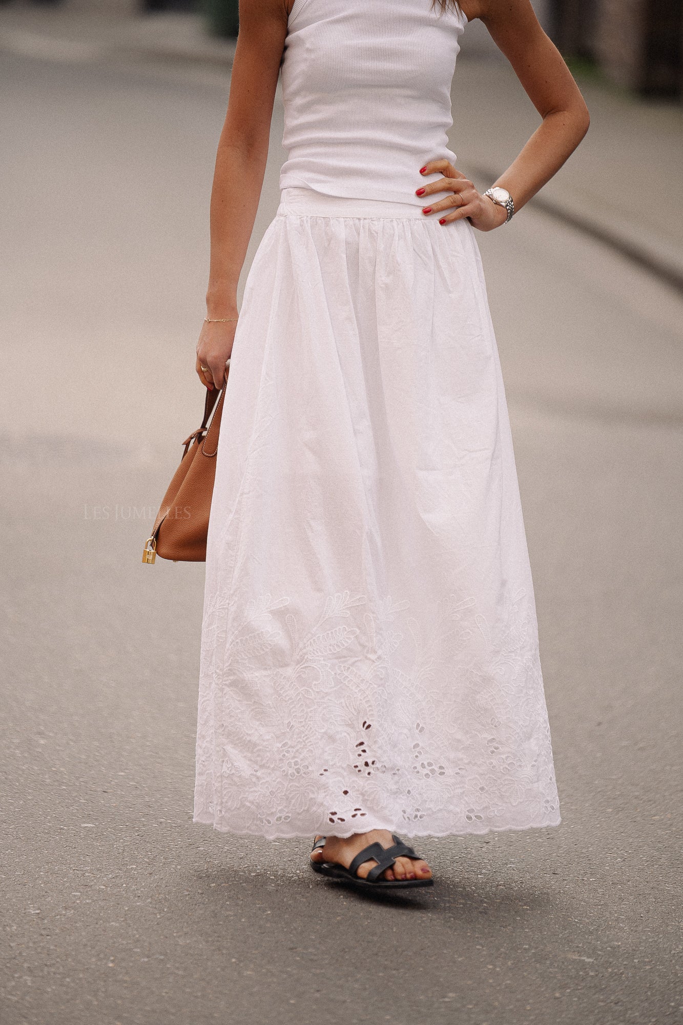 SLFDahlia HW ankle broderie skirt white