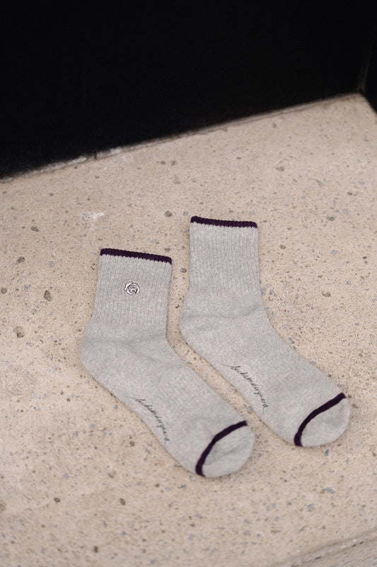 Les Jumelles Rose Cotta short sock light grey melange