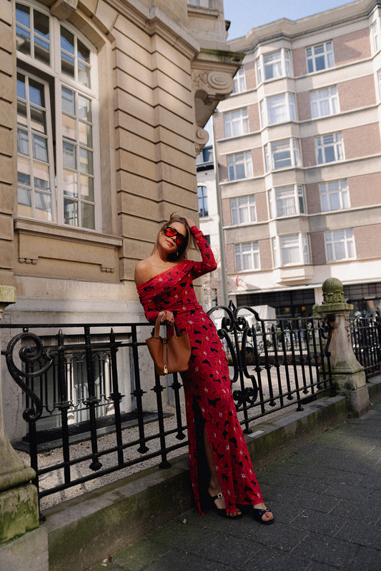 Les Jumelles Leny skirt spicy red flower