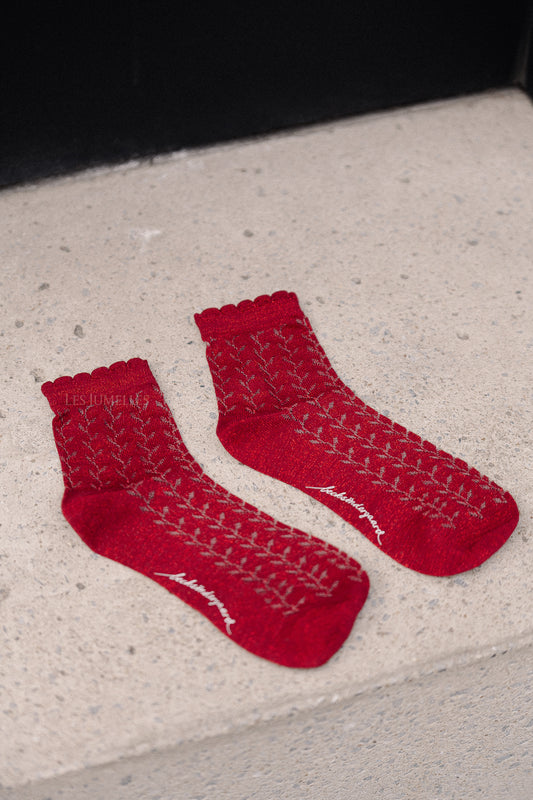 Les Jumelles Leomy Cotta short sock earth red